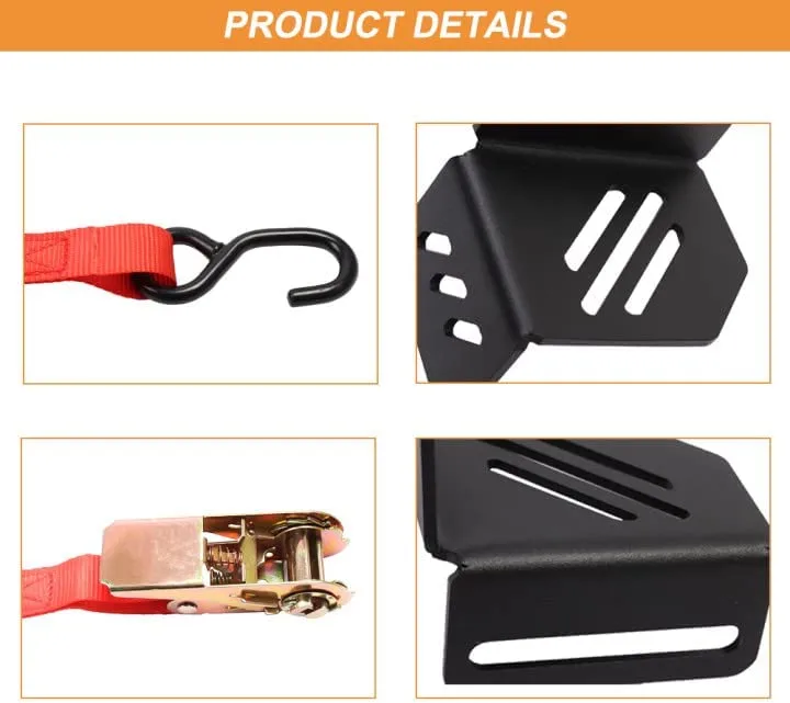 4Pcs Aluminum Platform Cargo Corner Brackets with Ratchet Straps