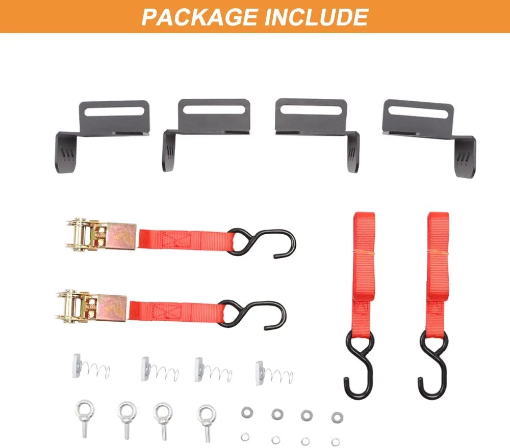 4Pcs Aluminum Platform Cargo Corner Brackets with Ratchet Straps