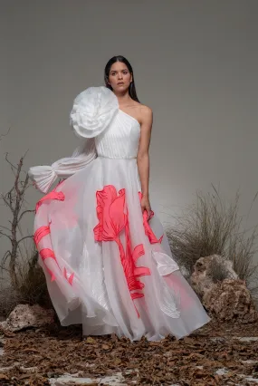 Asymmetric A-line Dress with Roses