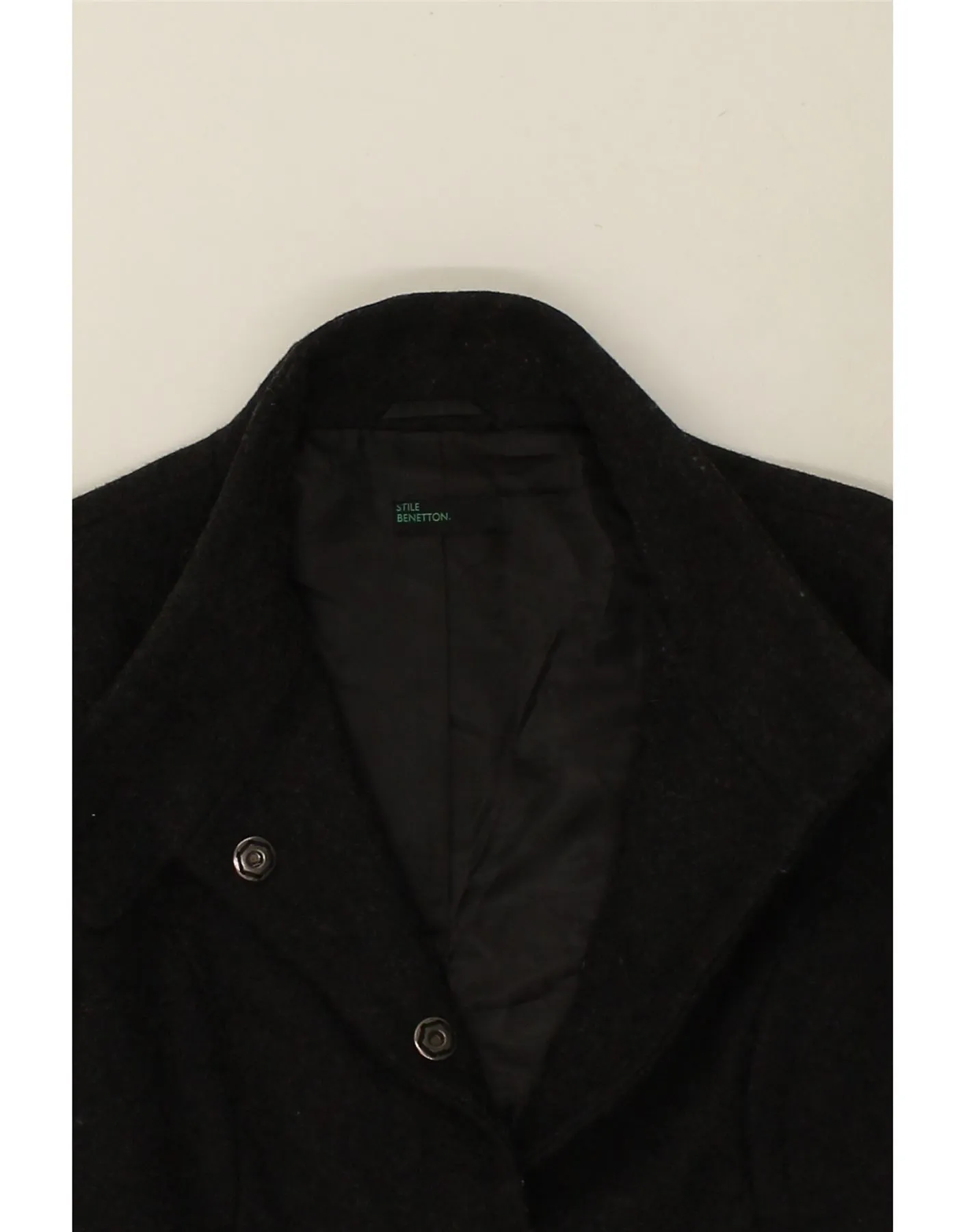 BENETTON Womens Overcoat UK 12 Medium Black