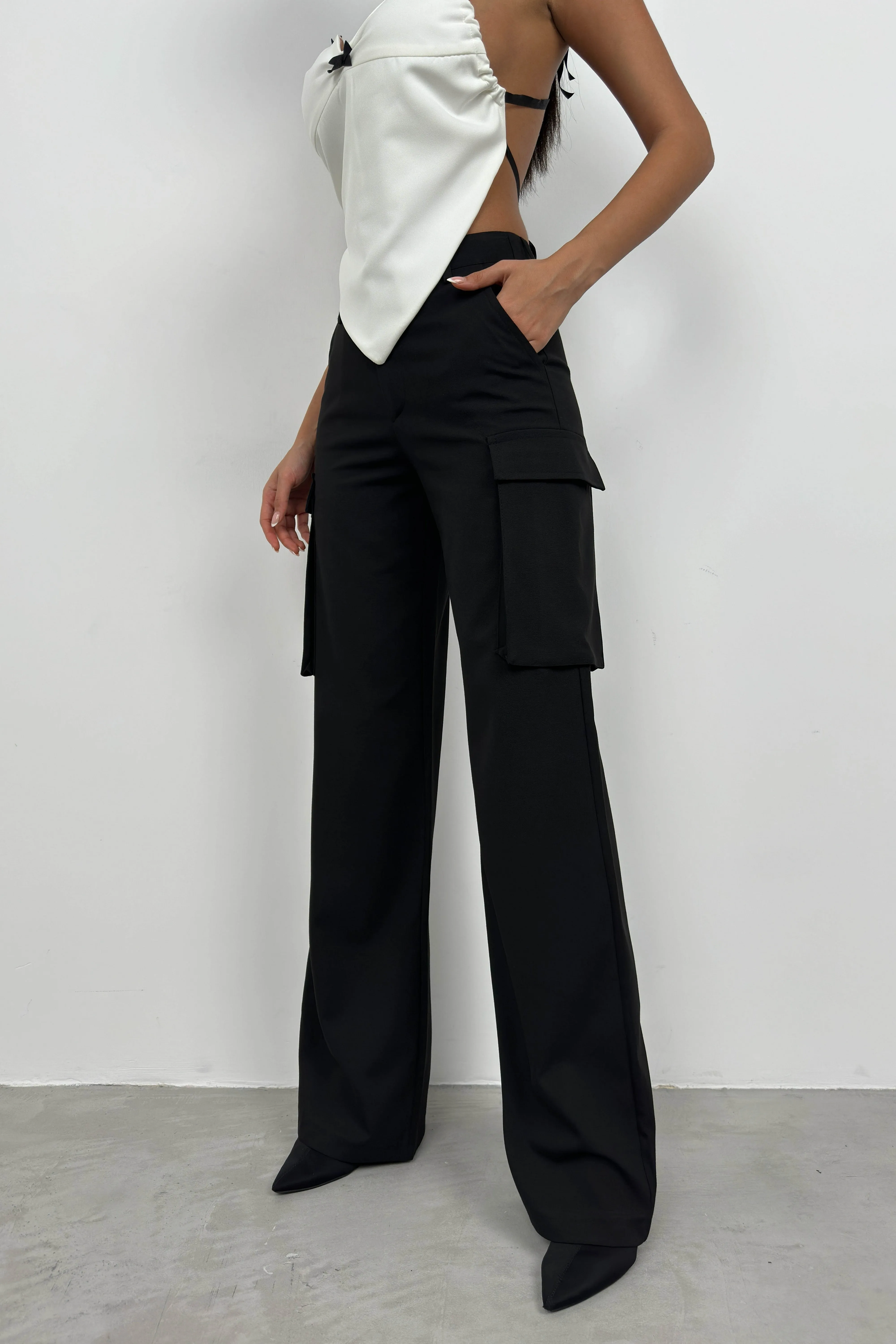Cargo Pocket High Waist Trousers