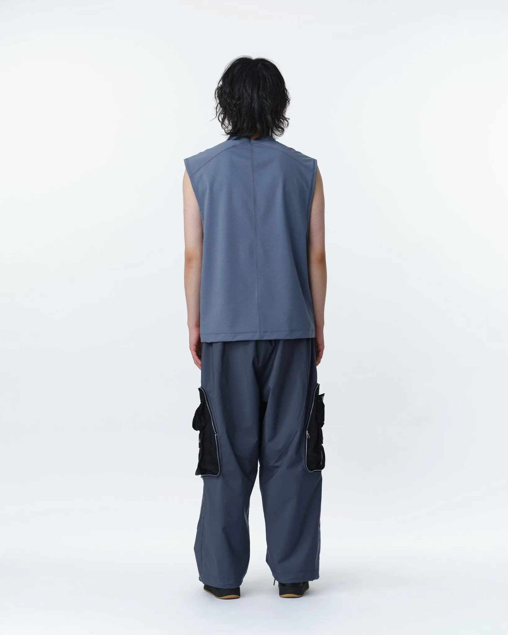 COVERED POCKET CROPPED CARGO PANTS .11【ASH BLUE】