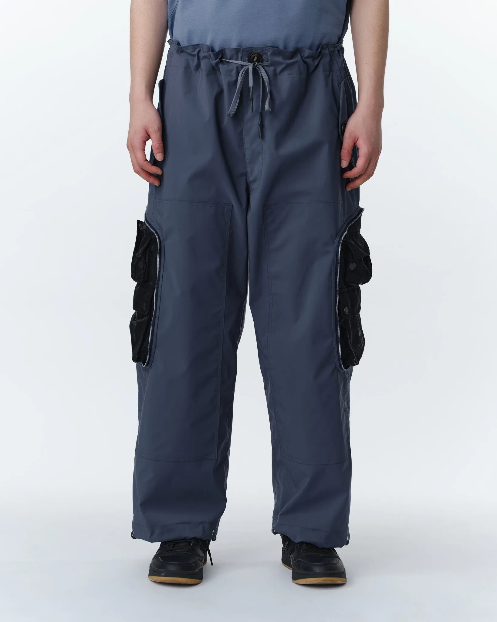 COVERED POCKET CROPPED CARGO PANTS .11【ASH BLUE】