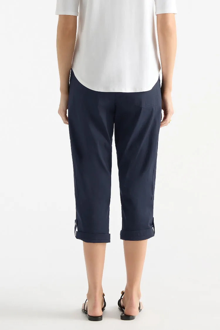 Cropped Zip Cargo in French Navy