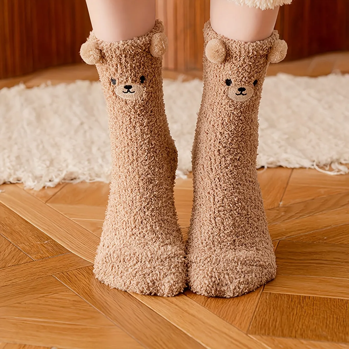 Cute Animals Pattern Crew Socks Comfy  Breathable for Winter