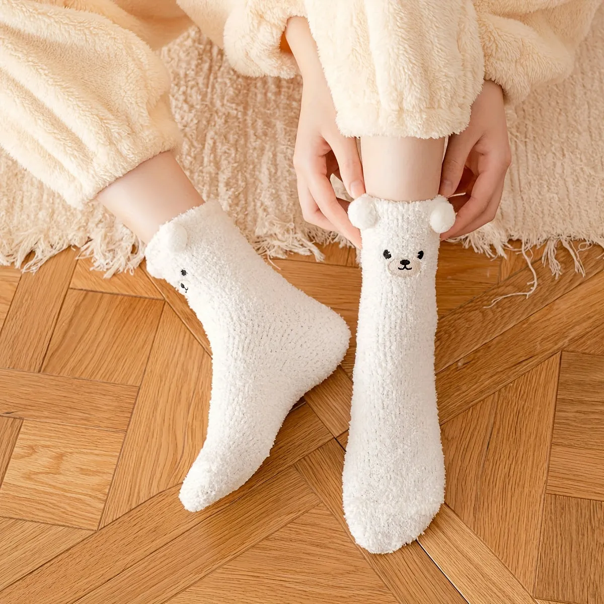 Cute Animals Pattern Crew Socks Comfy  Breathable for Winter