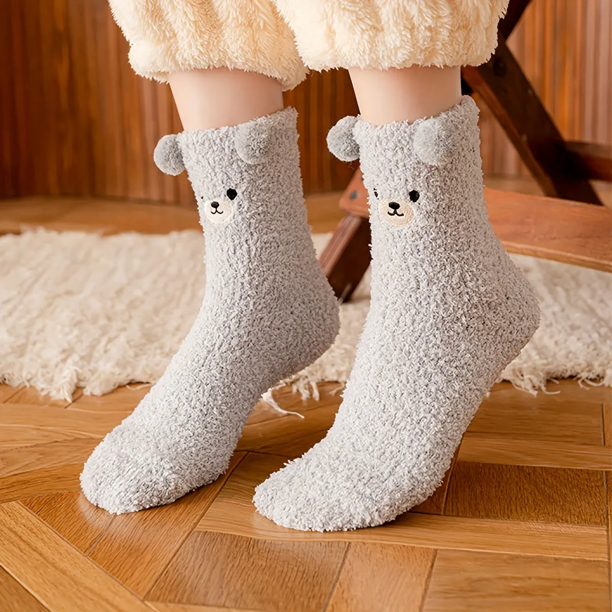 Cute Animals Pattern Crew Socks Comfy  Breathable for Winter
