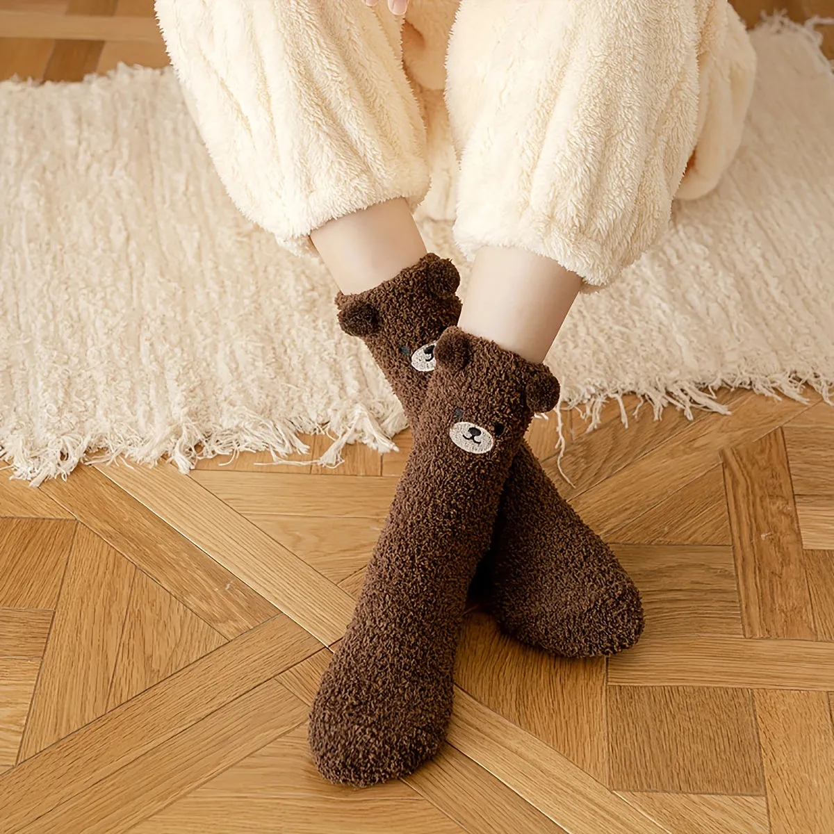 Cute Animals Pattern Crew Socks Comfy  Breathable for Winter