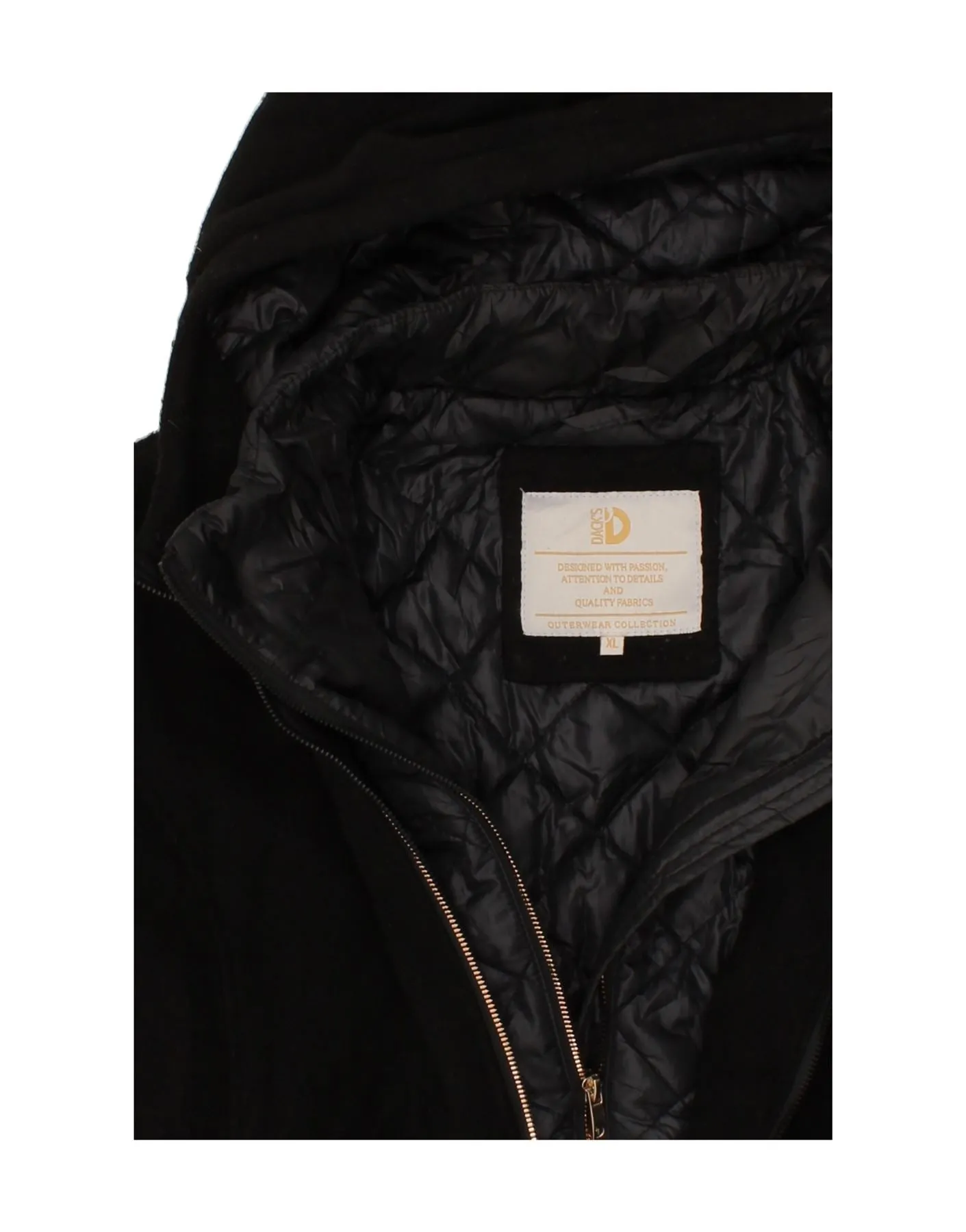DACK'S Womens Hooded Overcoat UK 18 XL Black