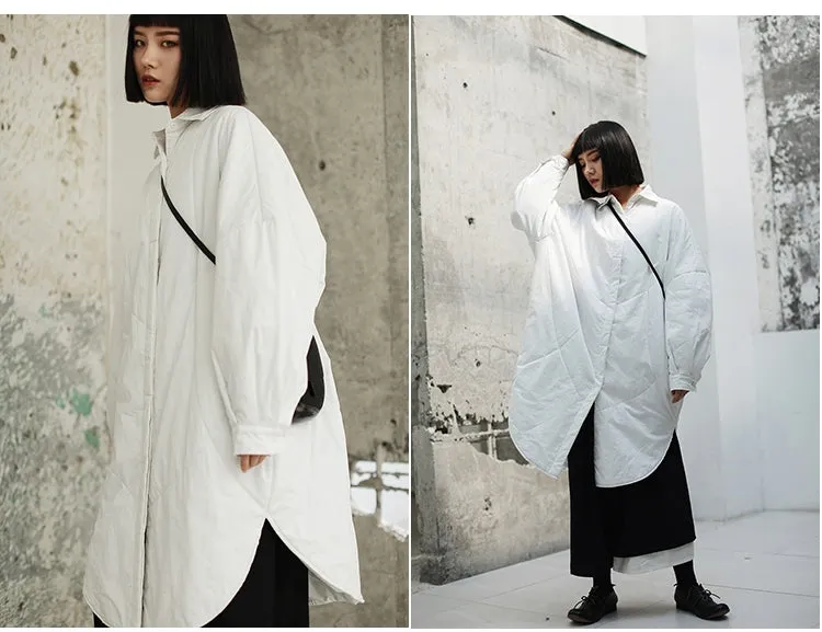 Dark Wind Japanese Loose Shirt Dress Mid-Length Cotton Coat Kimono Jacket
