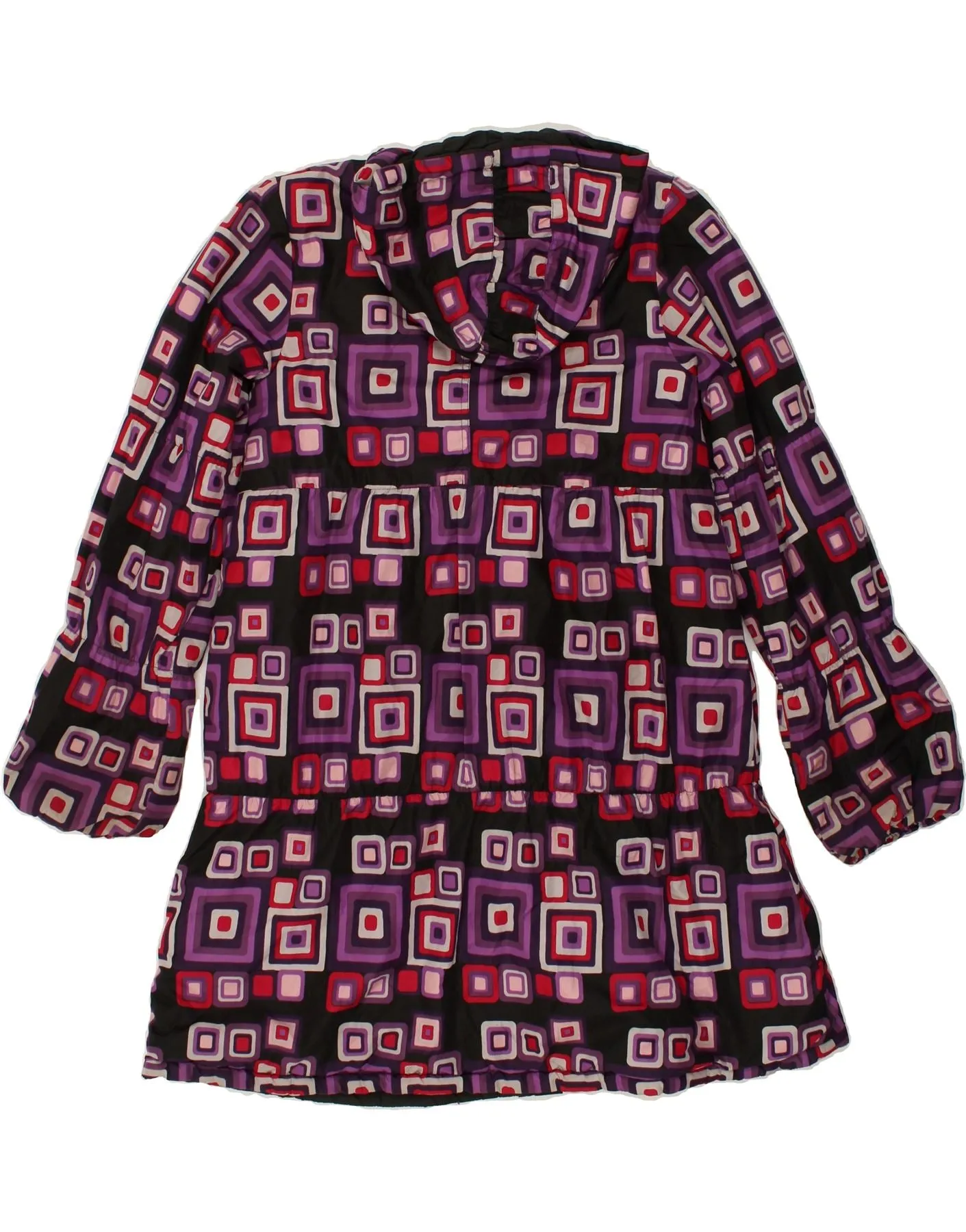 DESIGUAL Girls Hooded Overcoat 13-14 Years XL Multicoloured Geometric