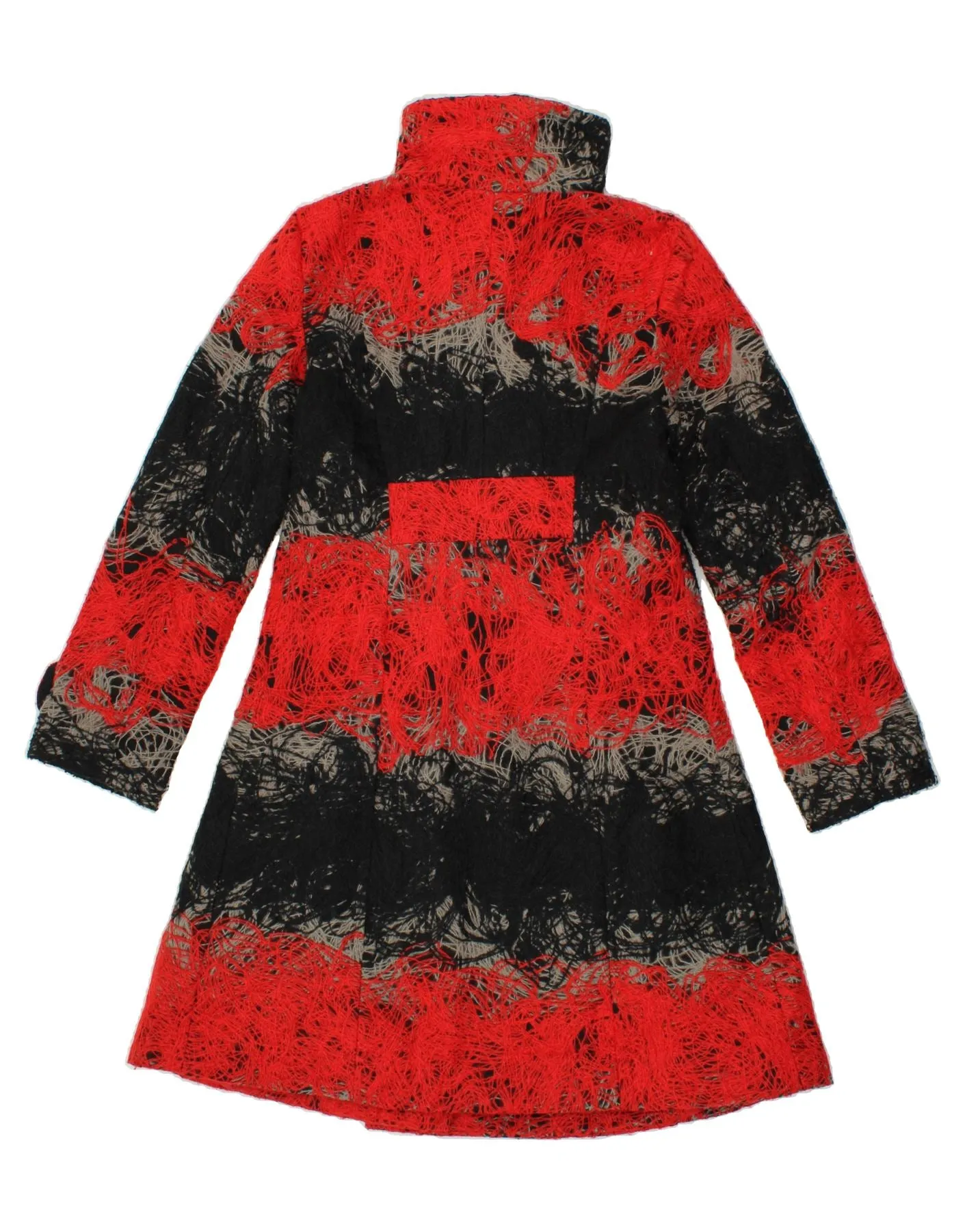DESIGUAL Womens Overcoat EU 40 Medium Red Colourblock Polyester