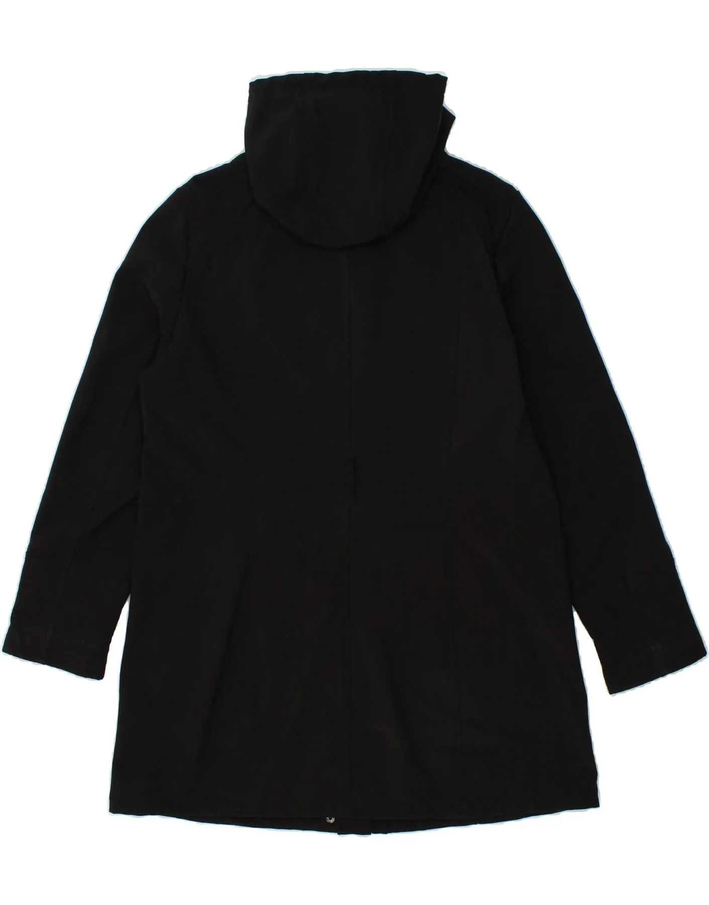 DKNY Womens Hooded Overcoat UK 14 Large Black Polyester