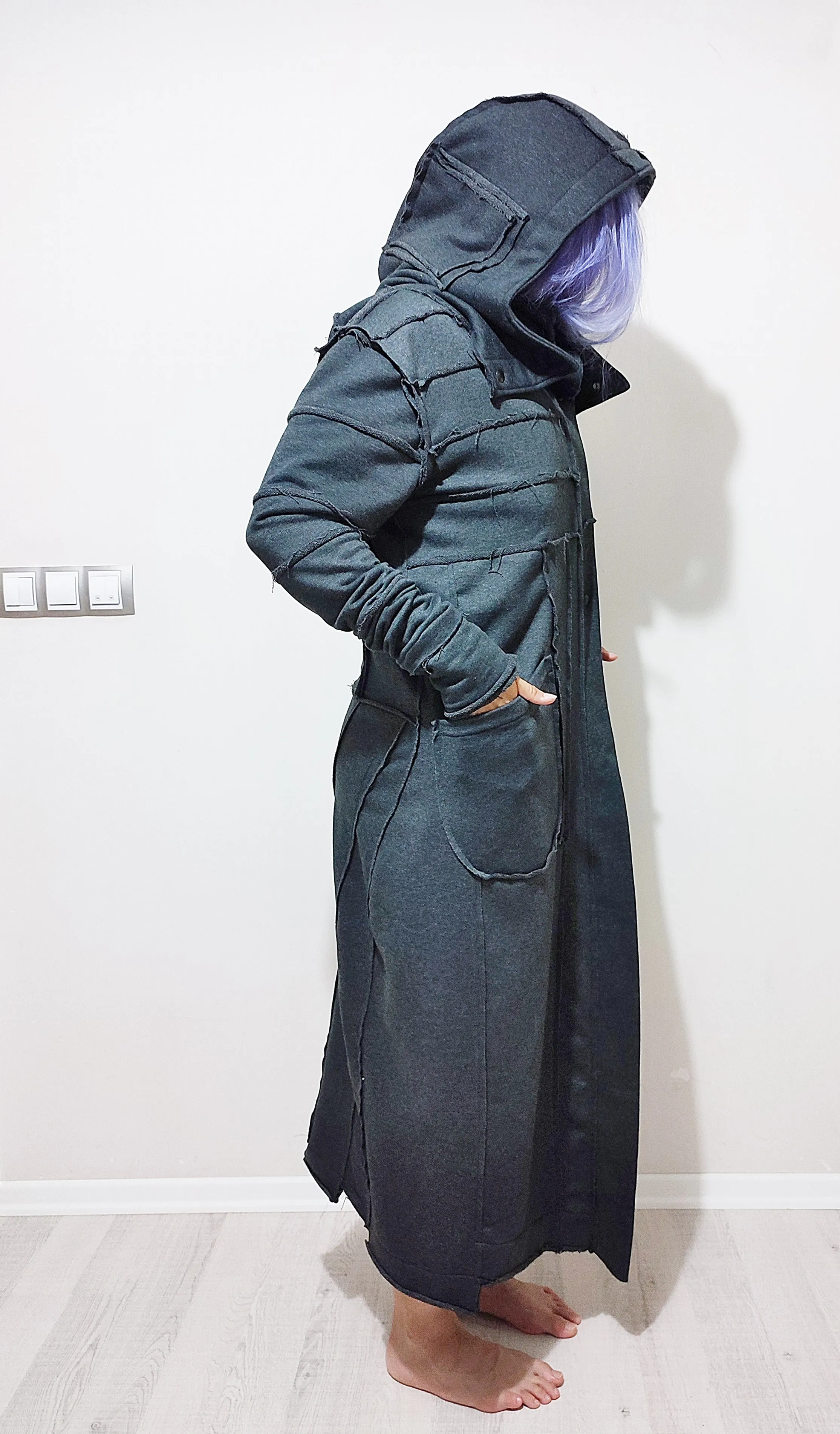 DMBAZA-Women's Quilted Sleeves Avatar Cardigan JACKET / Dystopian | Post Apocalyptic | Cyberpunk | Science fiction | Tech wear