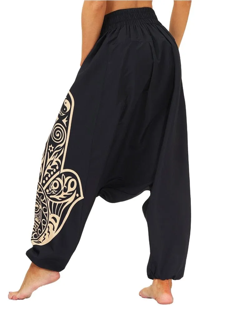 Hamsa Hand Baggy Boho Harem Pants
