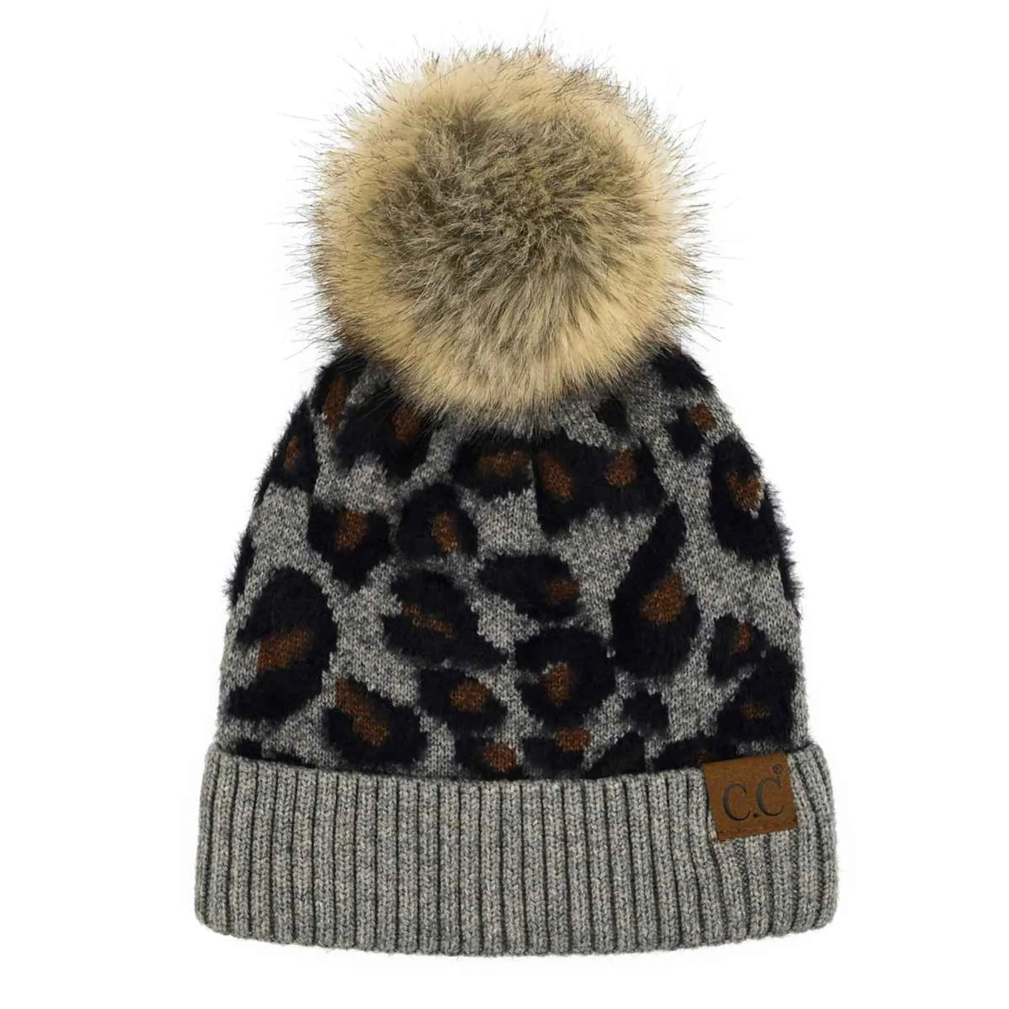 HAT2061 Harper Leopard Pom Beanie