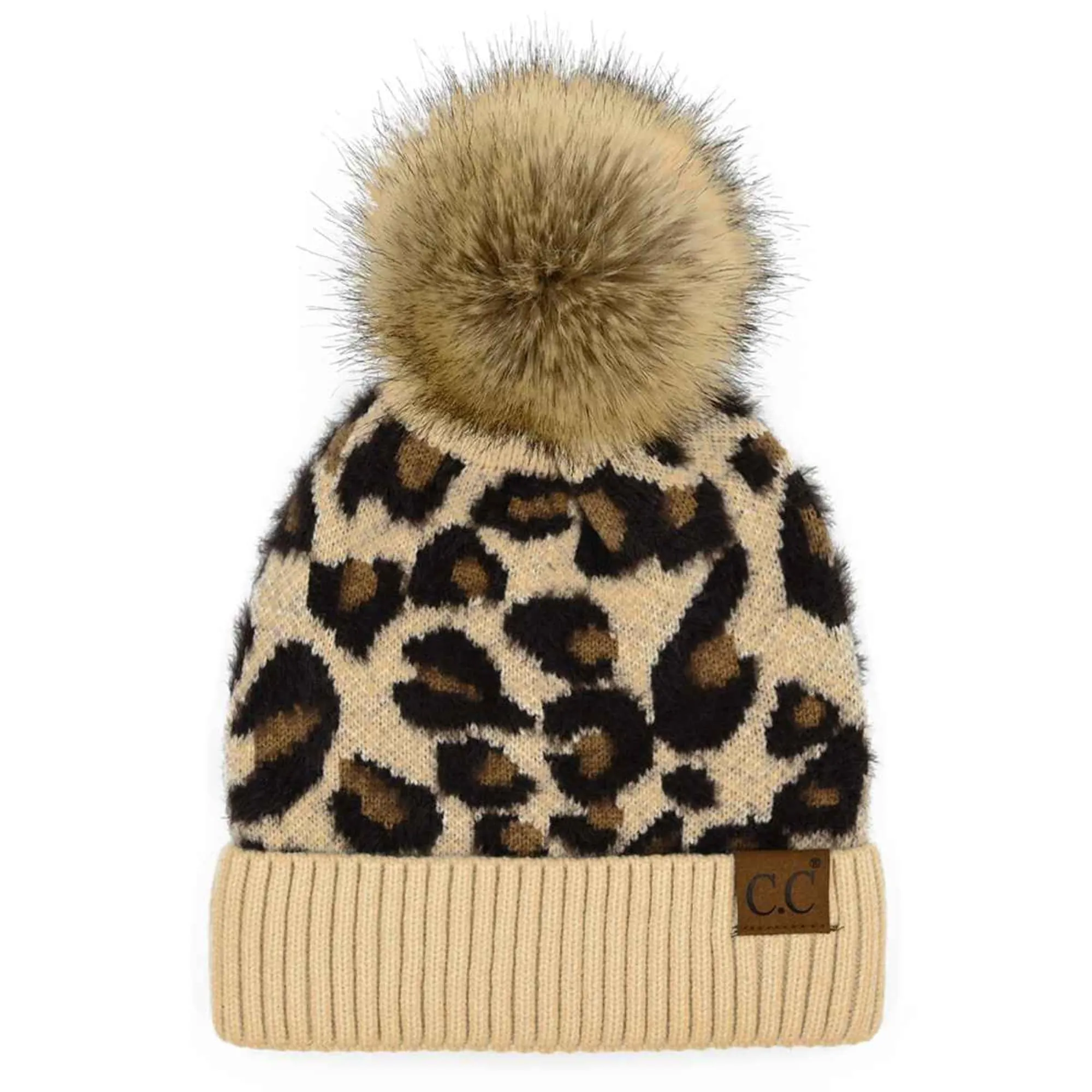 HAT2061 Harper Leopard Pom Beanie