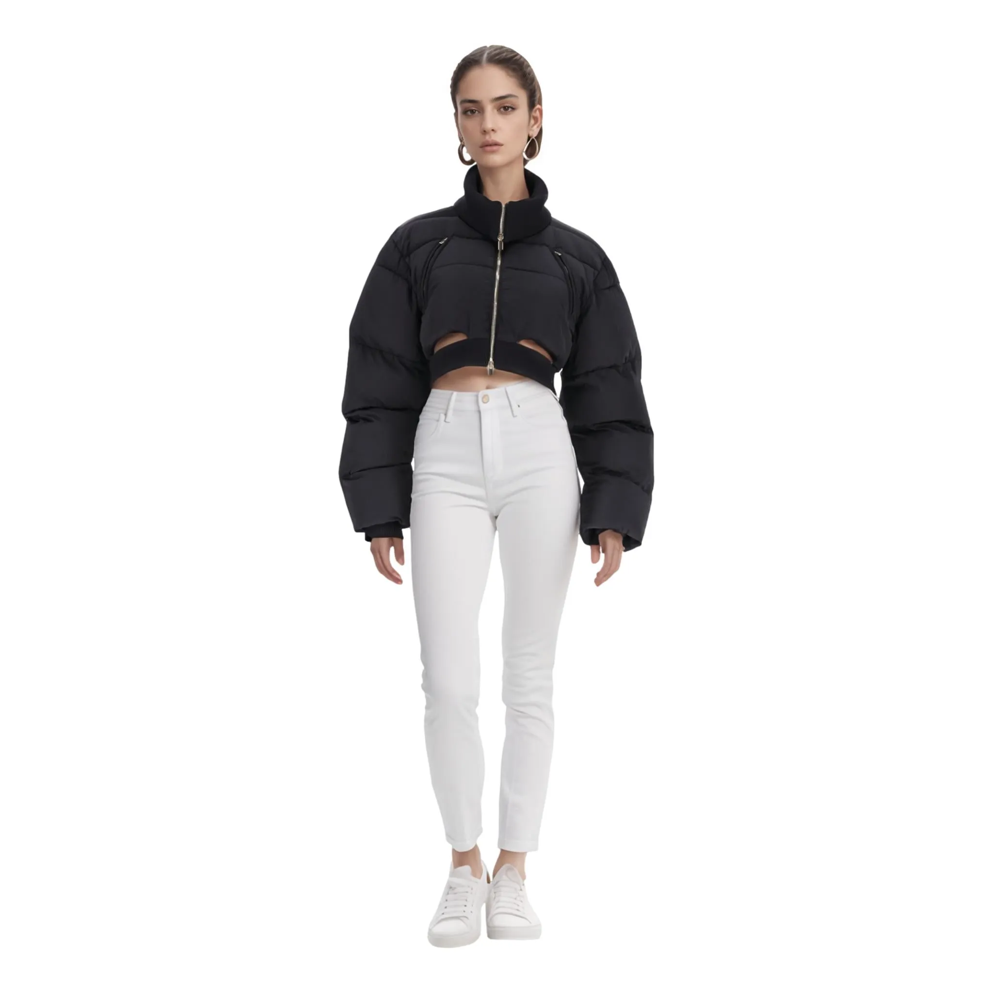 Jacquemus La Montage Cut-Out Detail Cropped Puffer Jacket. Size 40FR
