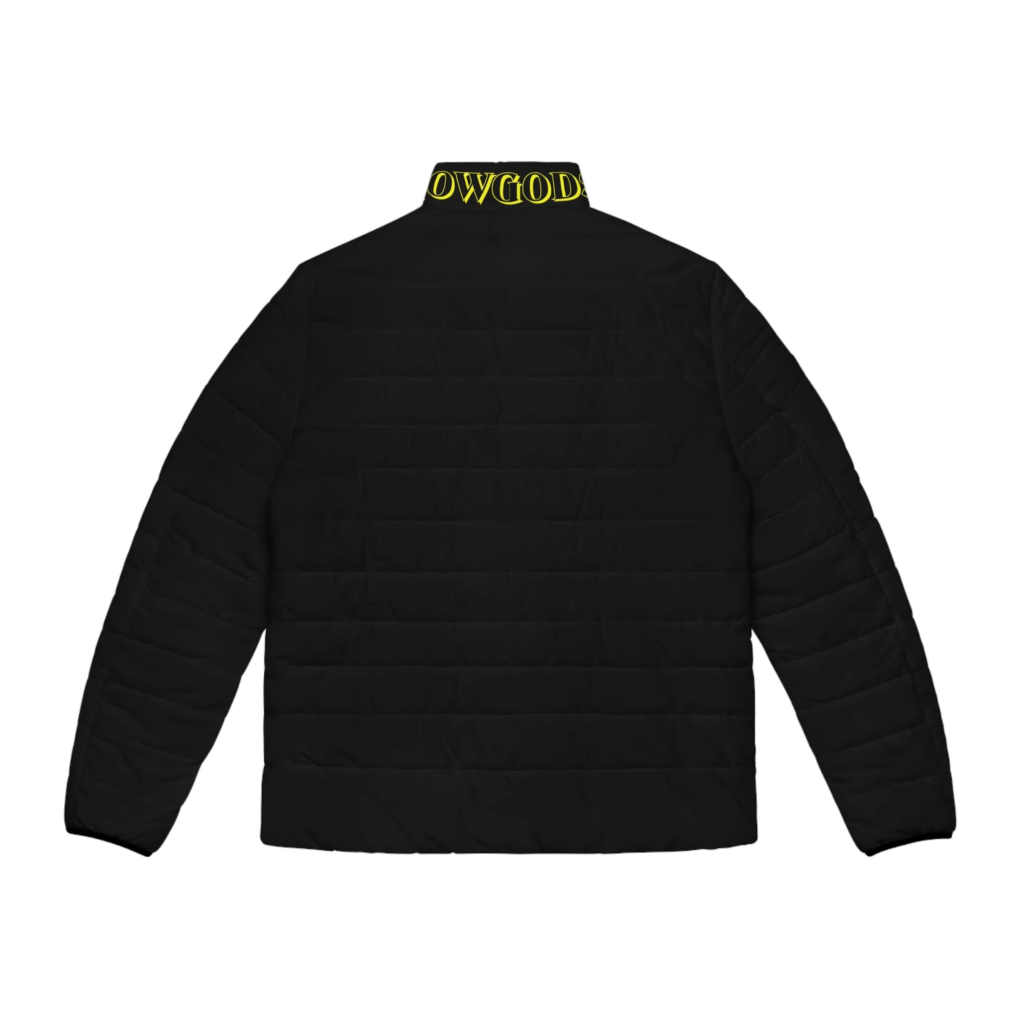 Men's CROWGODSHI 2nd GEN Puffer Jacket, BLACK W/ YELLOW LOGO