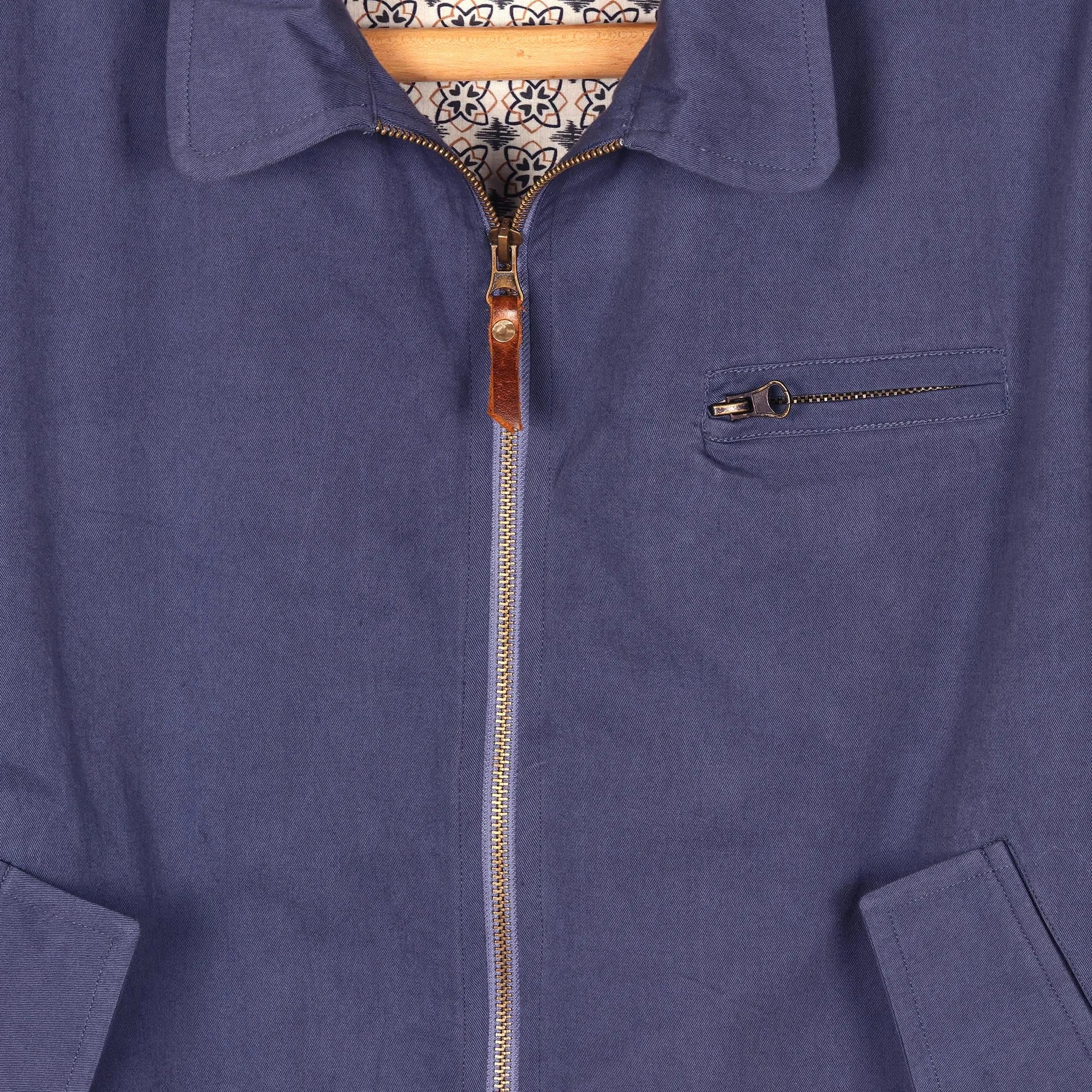 Men's Indigo Cotton Twill Jacket from India - Chilly Day in Indigo | NOVICA