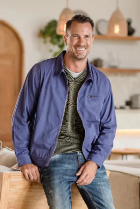 Men's Indigo Cotton Twill Jacket from India - Chilly Day in Indigo | NOVICA