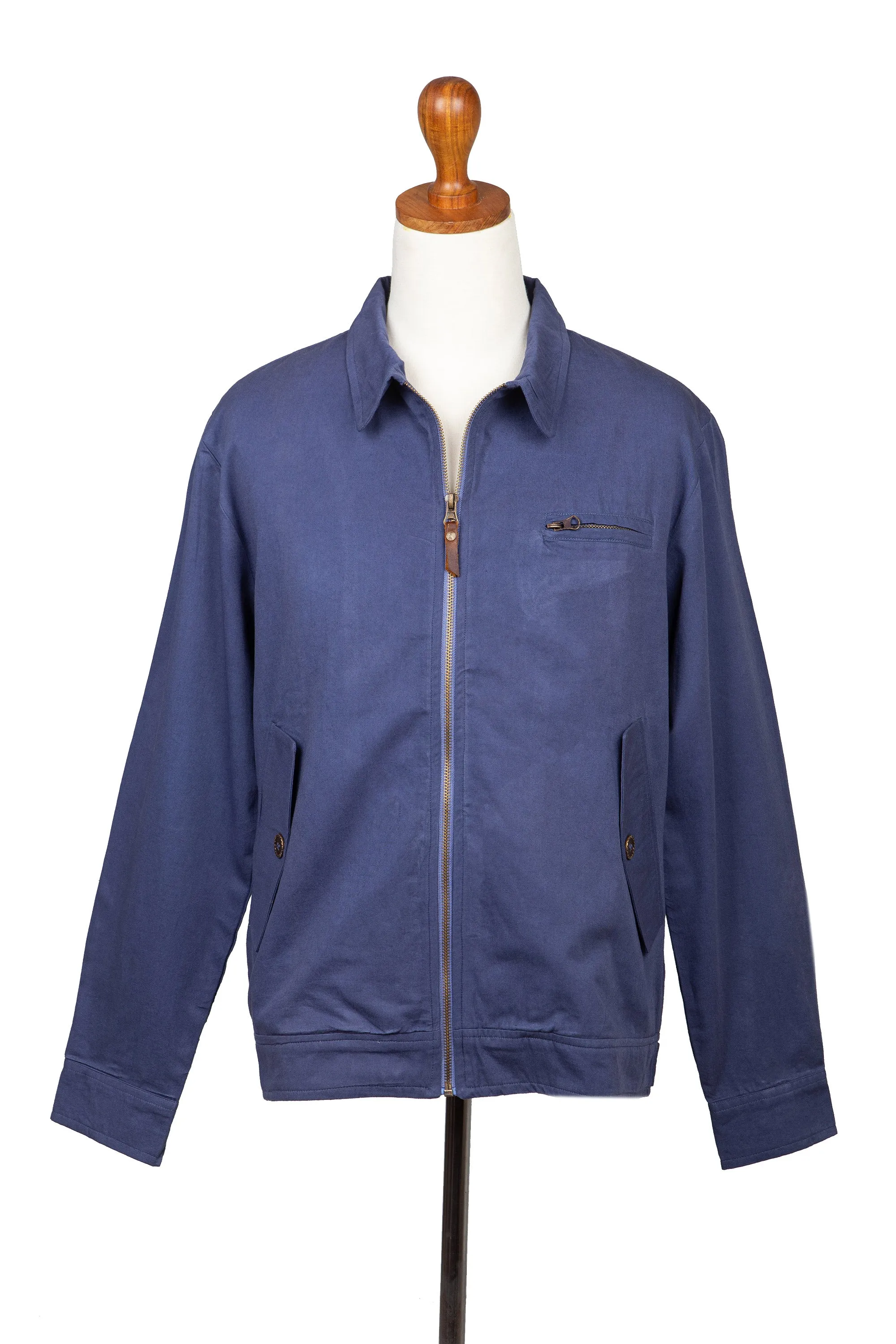 Men's Indigo Cotton Twill Jacket from India - Chilly Day in Indigo | NOVICA