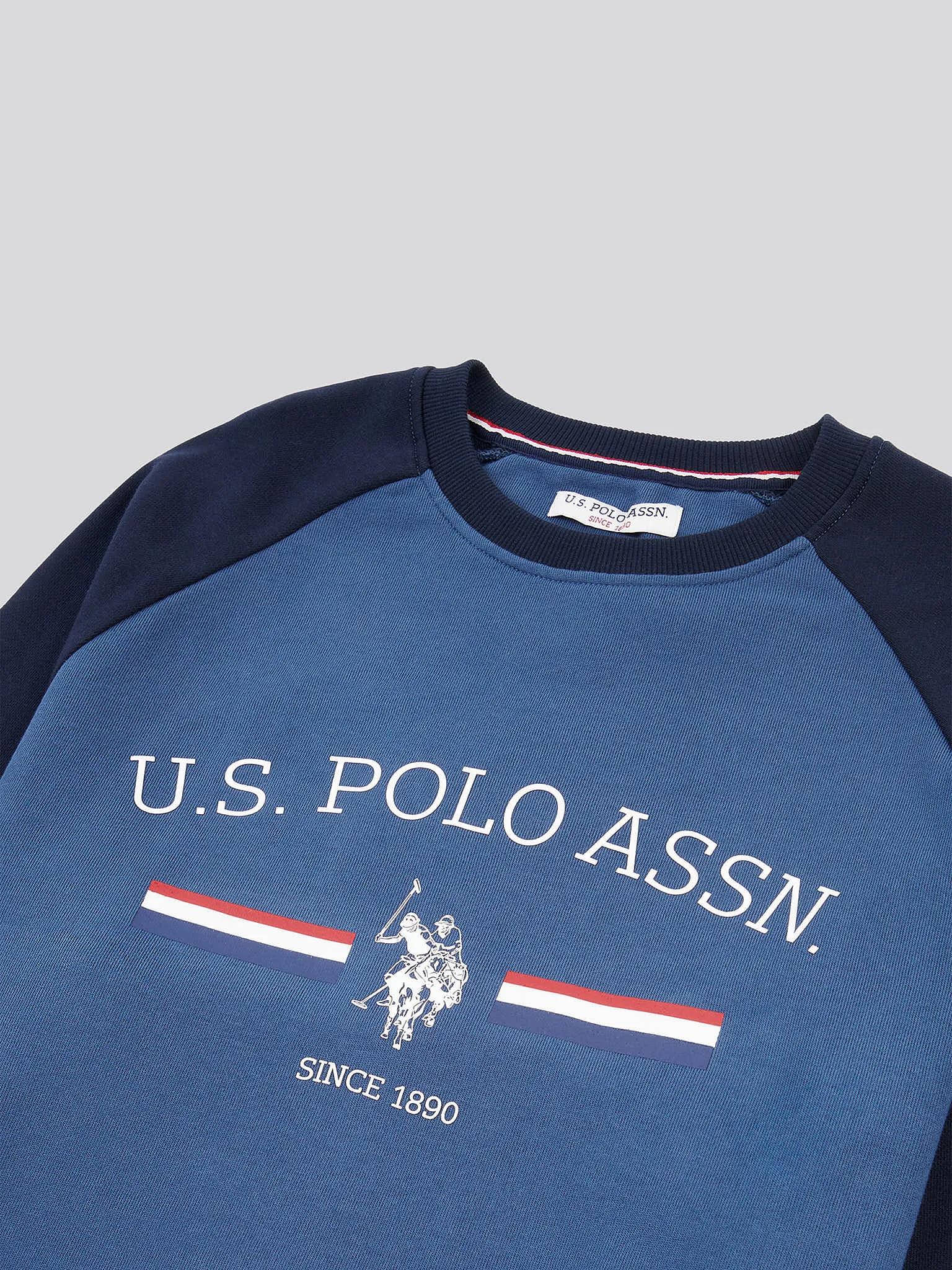 Mens Raglan Rider Crew Neck Sweater in Dark Denim
