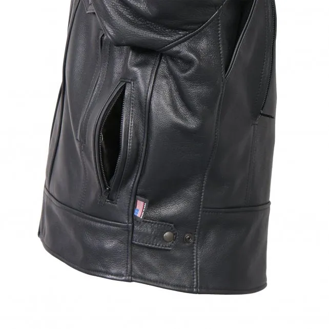 Men's USA Made Premium Leather Vented Motorcycle Jacket, JKM5008-HL