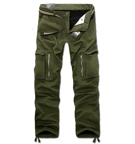 New men winter pants men's cargo pants baggy trousers 3 colors 28-40 without belt AXP112