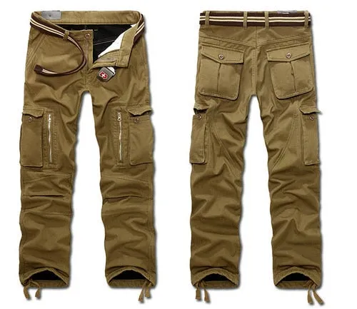 New men winter pants men's cargo pants baggy trousers 3 colors 28-40 without belt AXP112