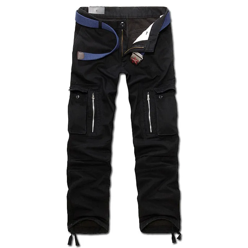 New men winter pants men's cargo pants baggy trousers 3 colors 28-40 without belt AXP112