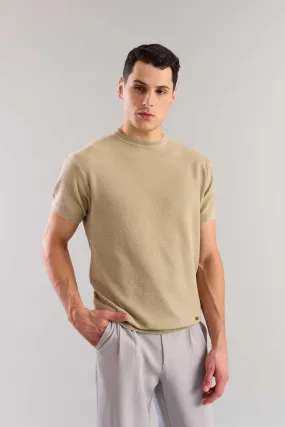 Nude Textured Knitted T-Shirt