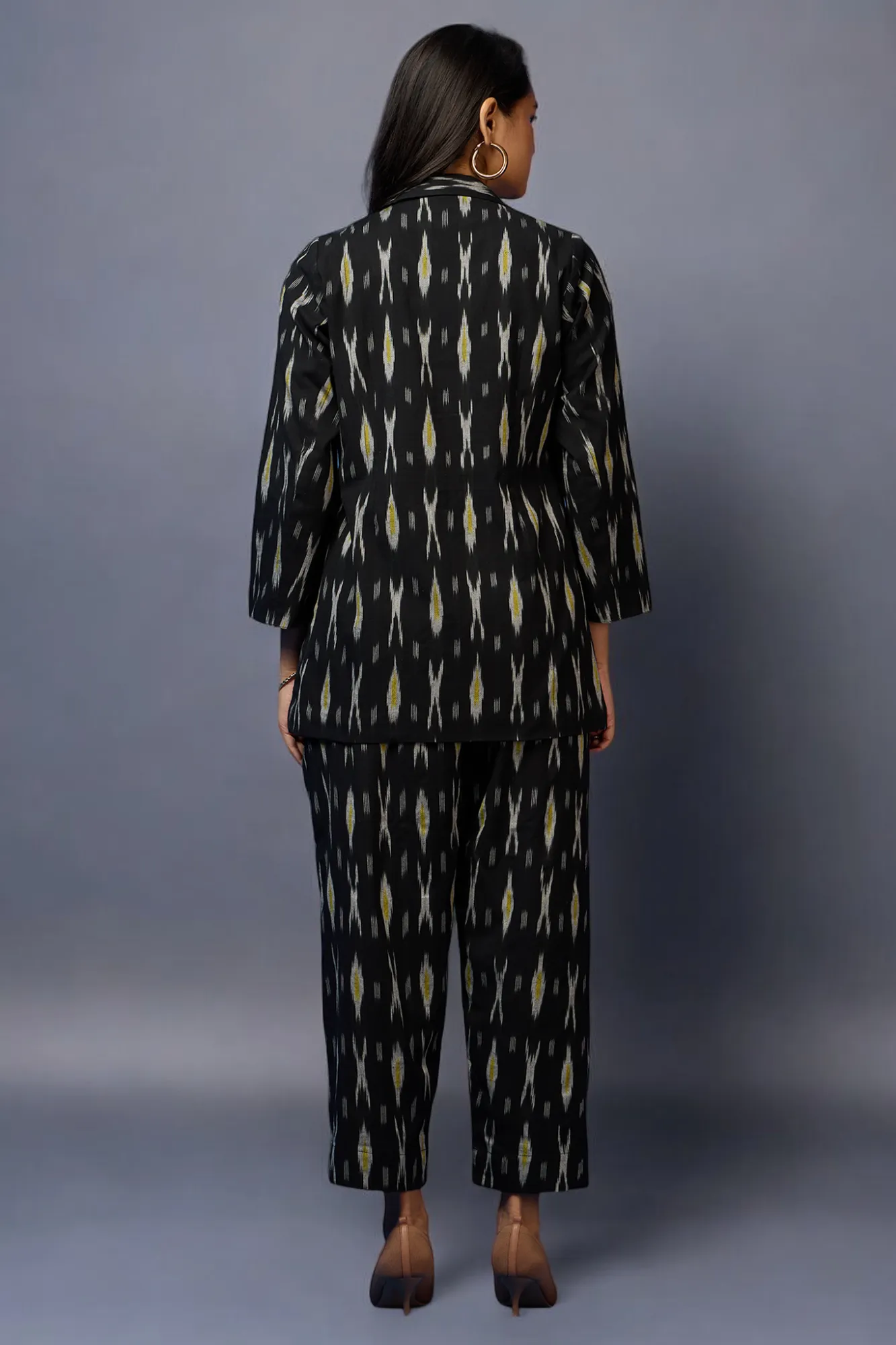 pantsuit set (blazer   trousers) - Black Ink & Green Brushstrokes