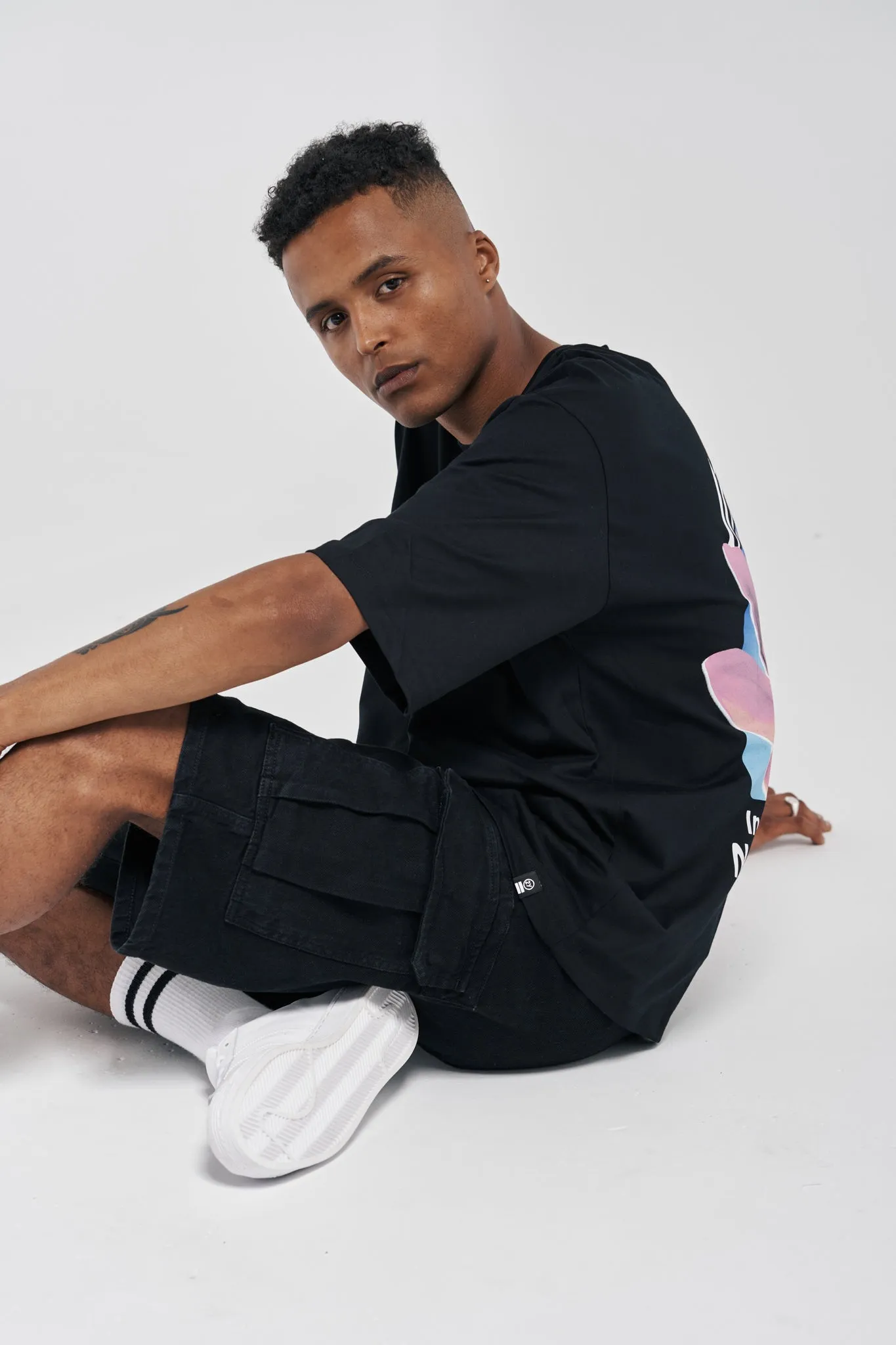 Premium Black Cargo Denim Shorts