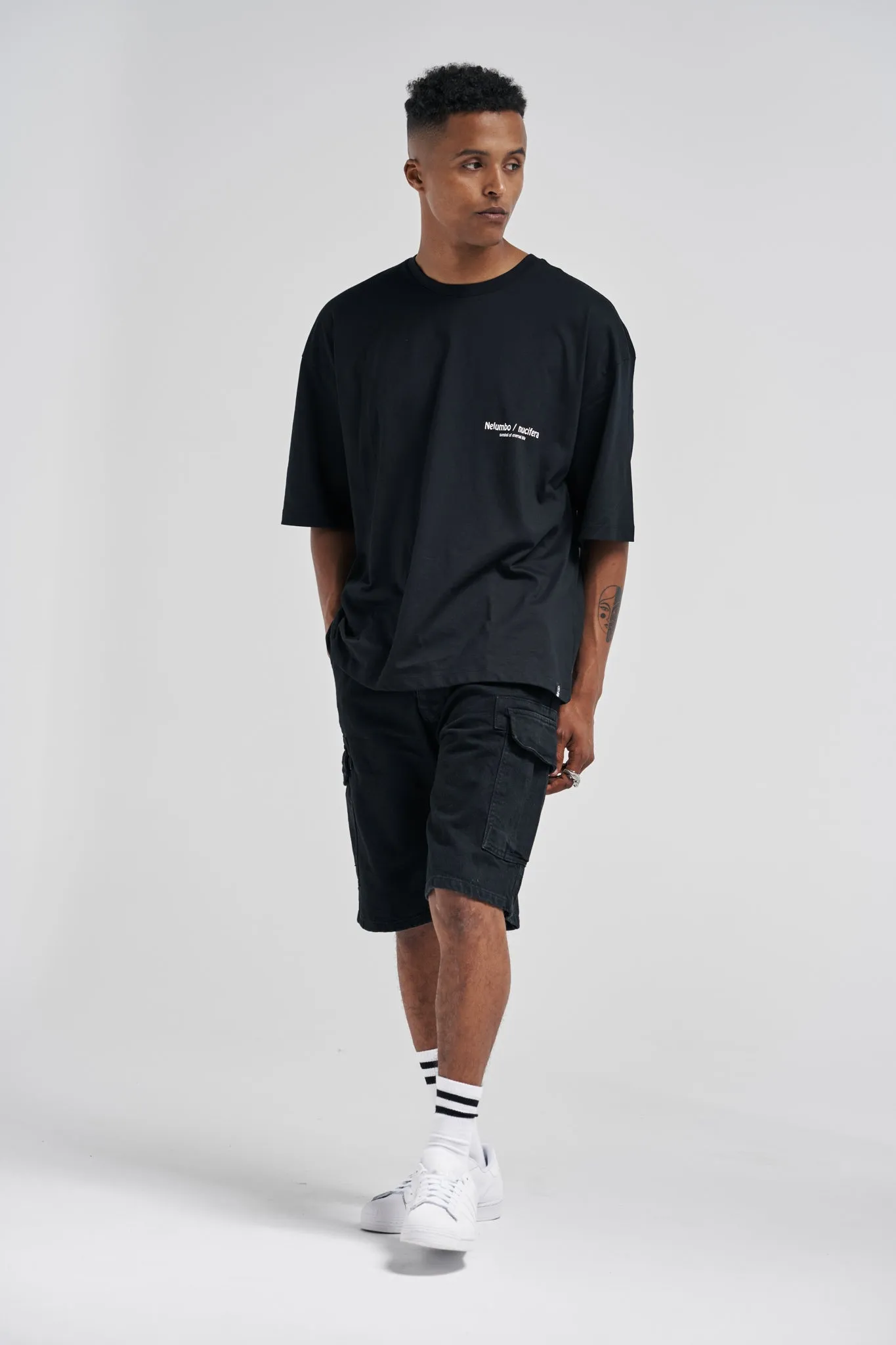 Premium Black Cargo Denim Shorts