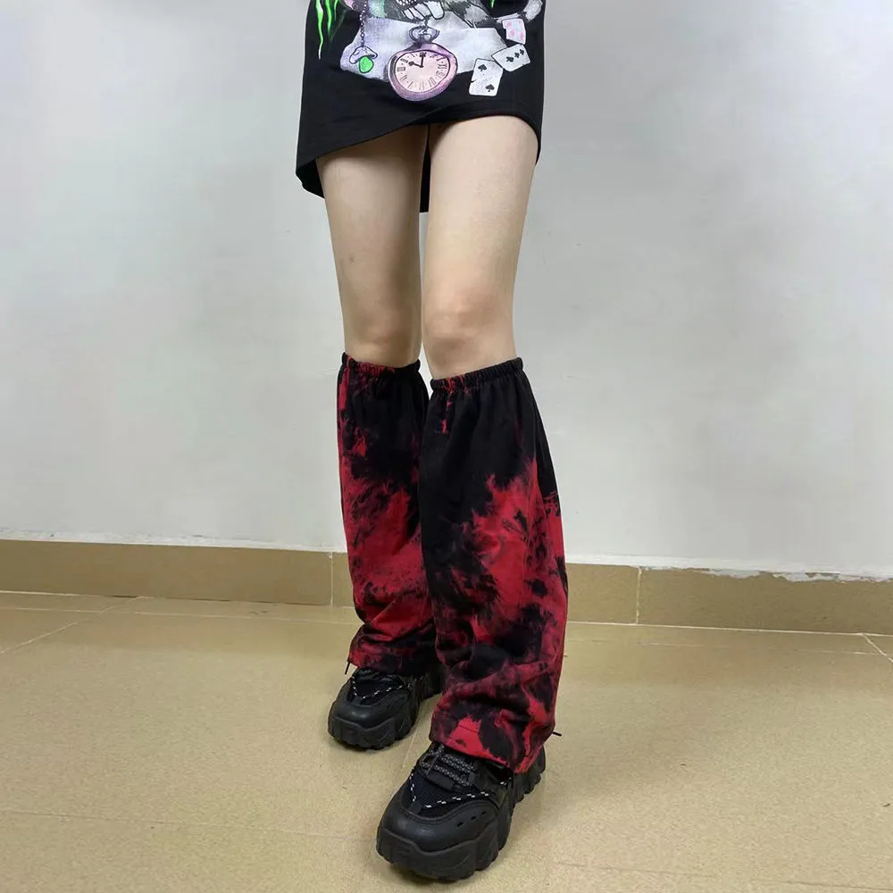 Red and Black Tie Dye Leg Warmers