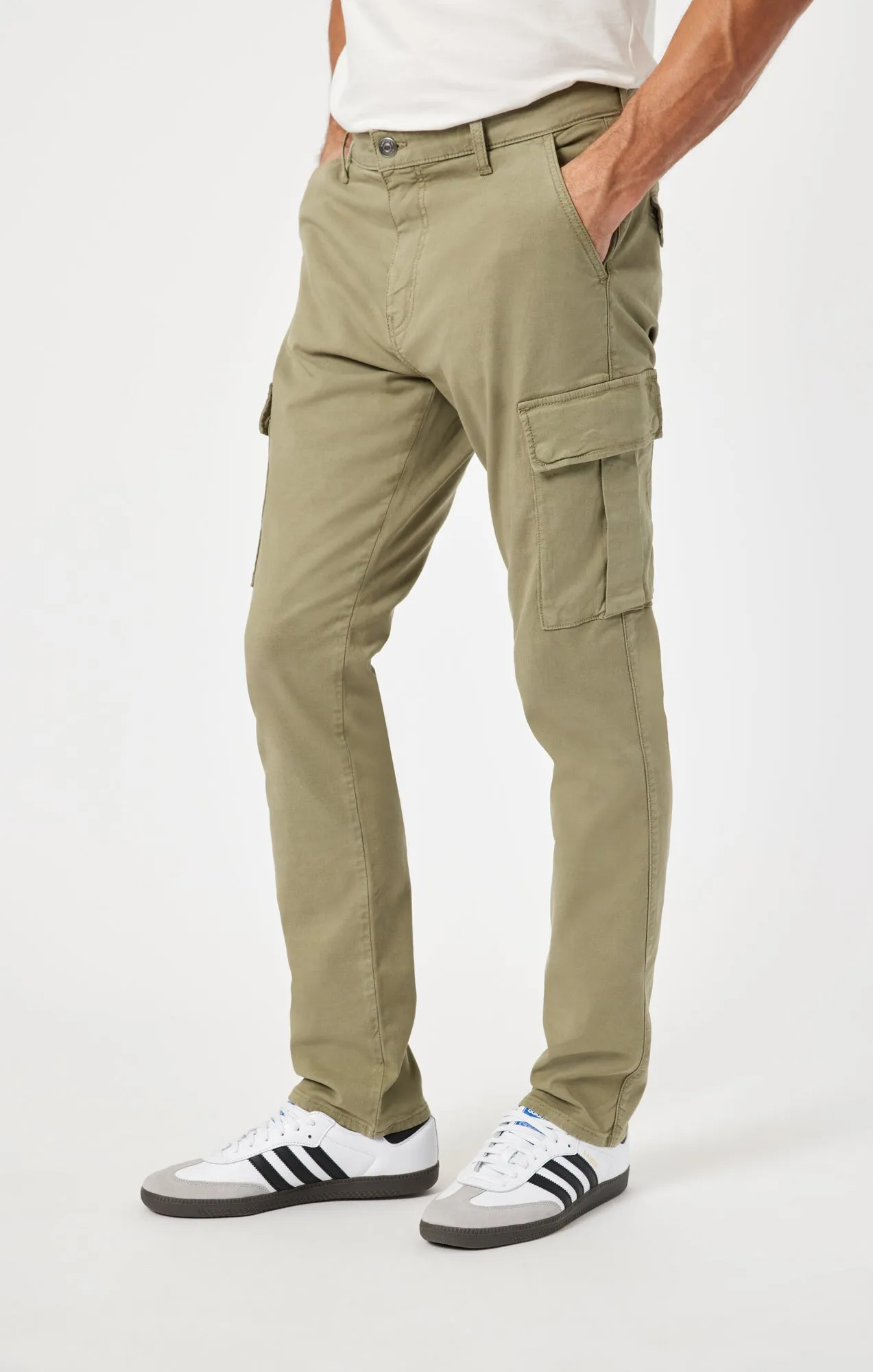 SAM SLIM STRAIGHT CARGO IN DEEP GREEN LUXE TWILL