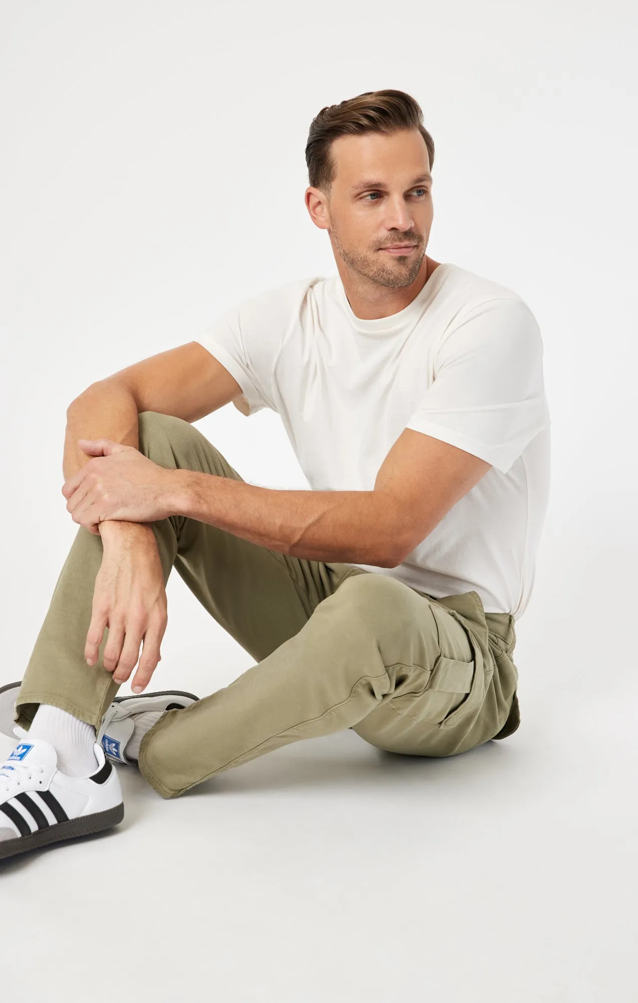 SAM SLIM STRAIGHT CARGO IN DEEP GREEN LUXE TWILL