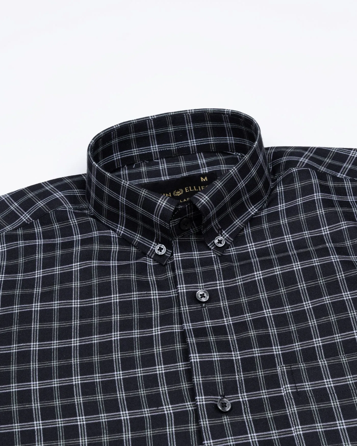 Tauris Black Checked Button Down Cotton Shirt