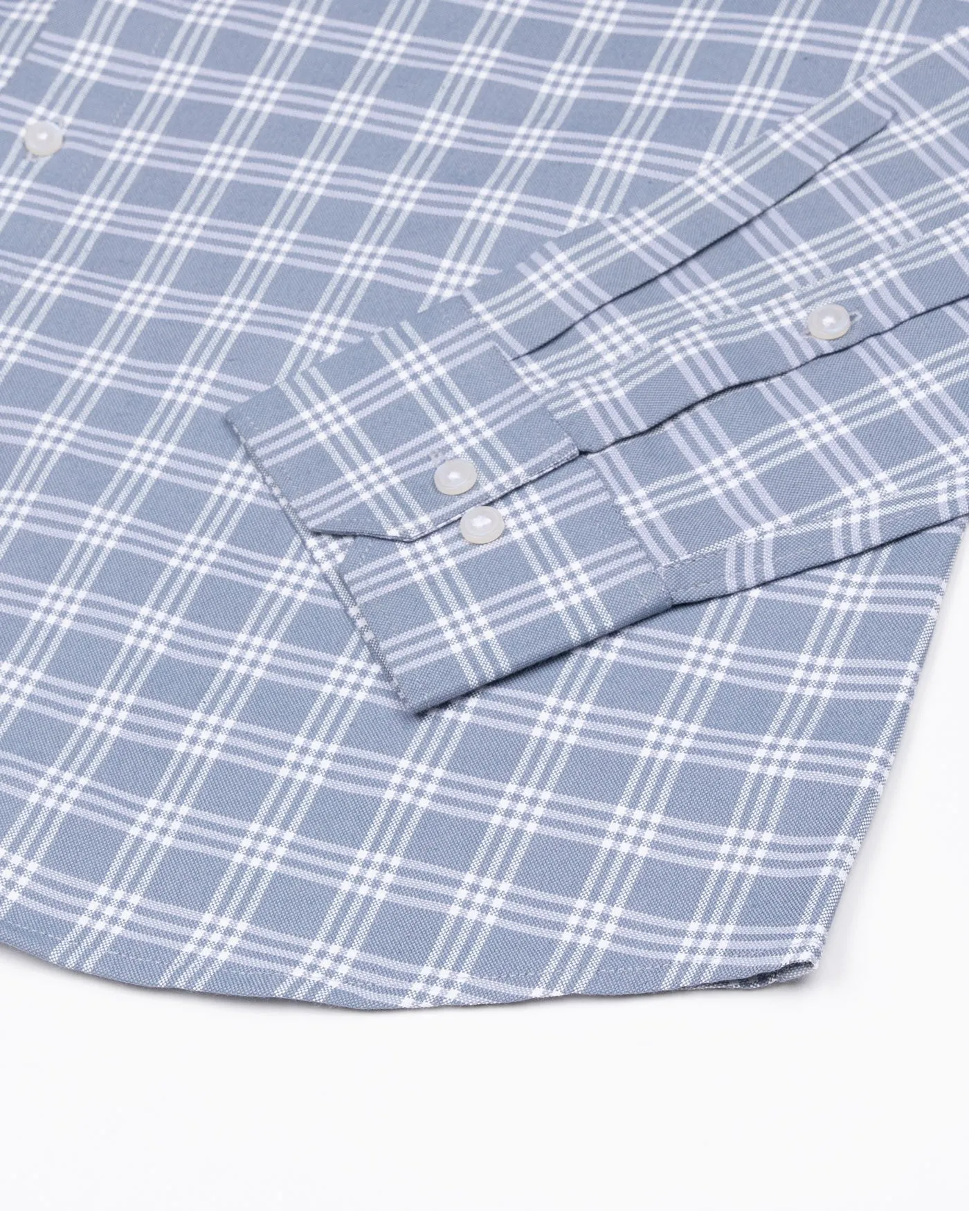 Tauris Grey Checked Button Down Cotton Shirt