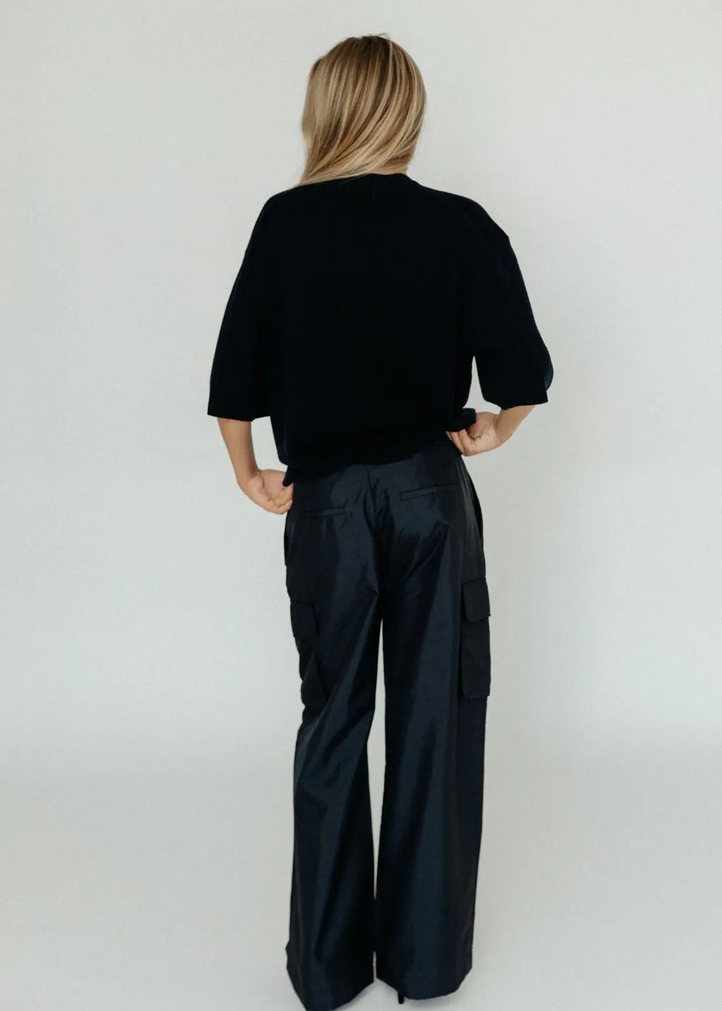 Tibi Crispy Nylon Stella Pleated Cargo Pant