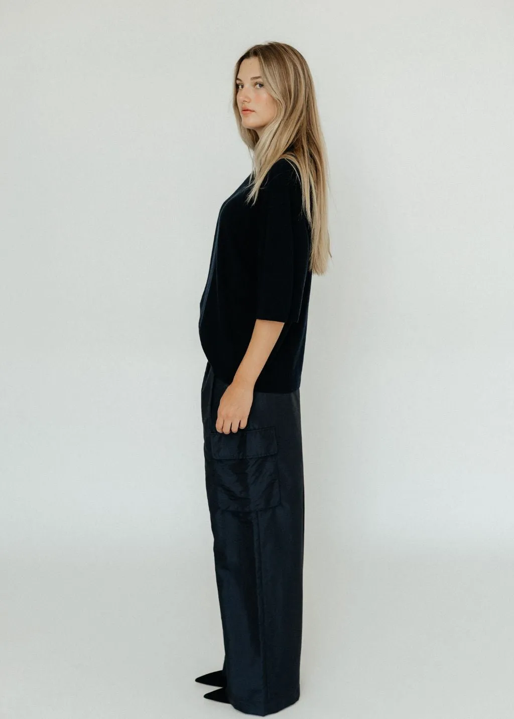 Tibi Crispy Nylon Stella Pleated Cargo Pant