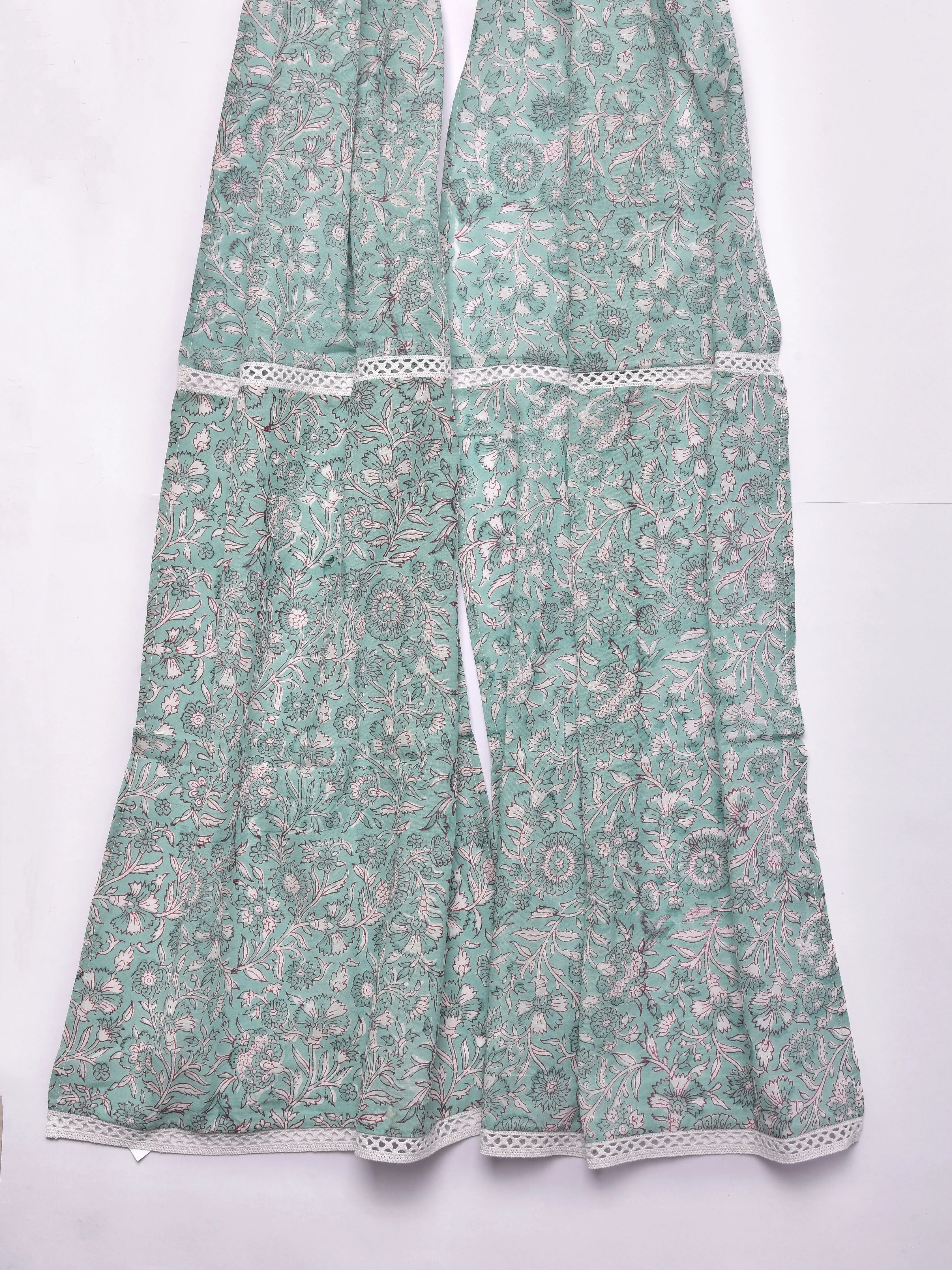 Tiffany Blue Floral Print Cotton Stole