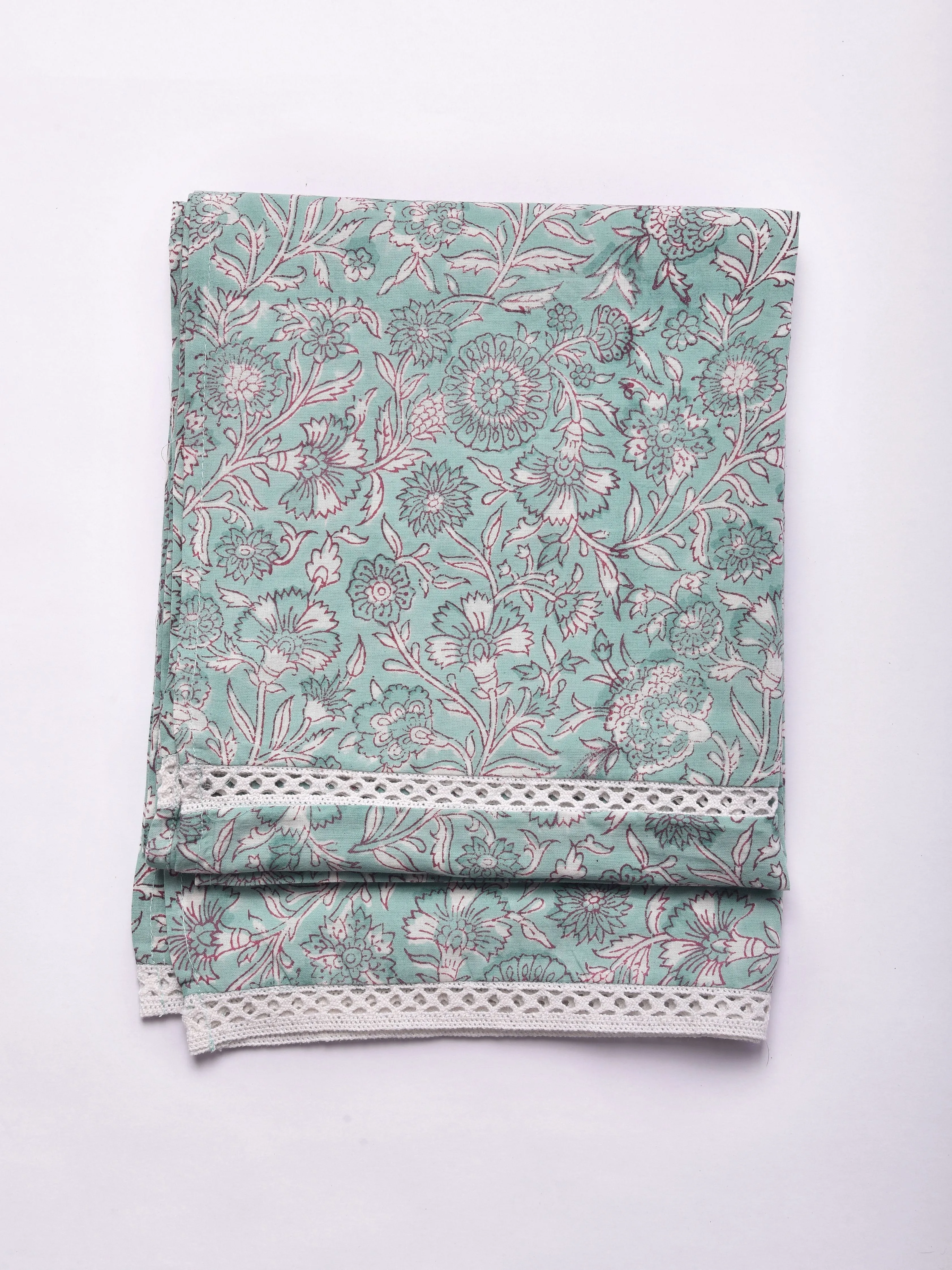 Tiffany Blue Floral Print Cotton Stole
