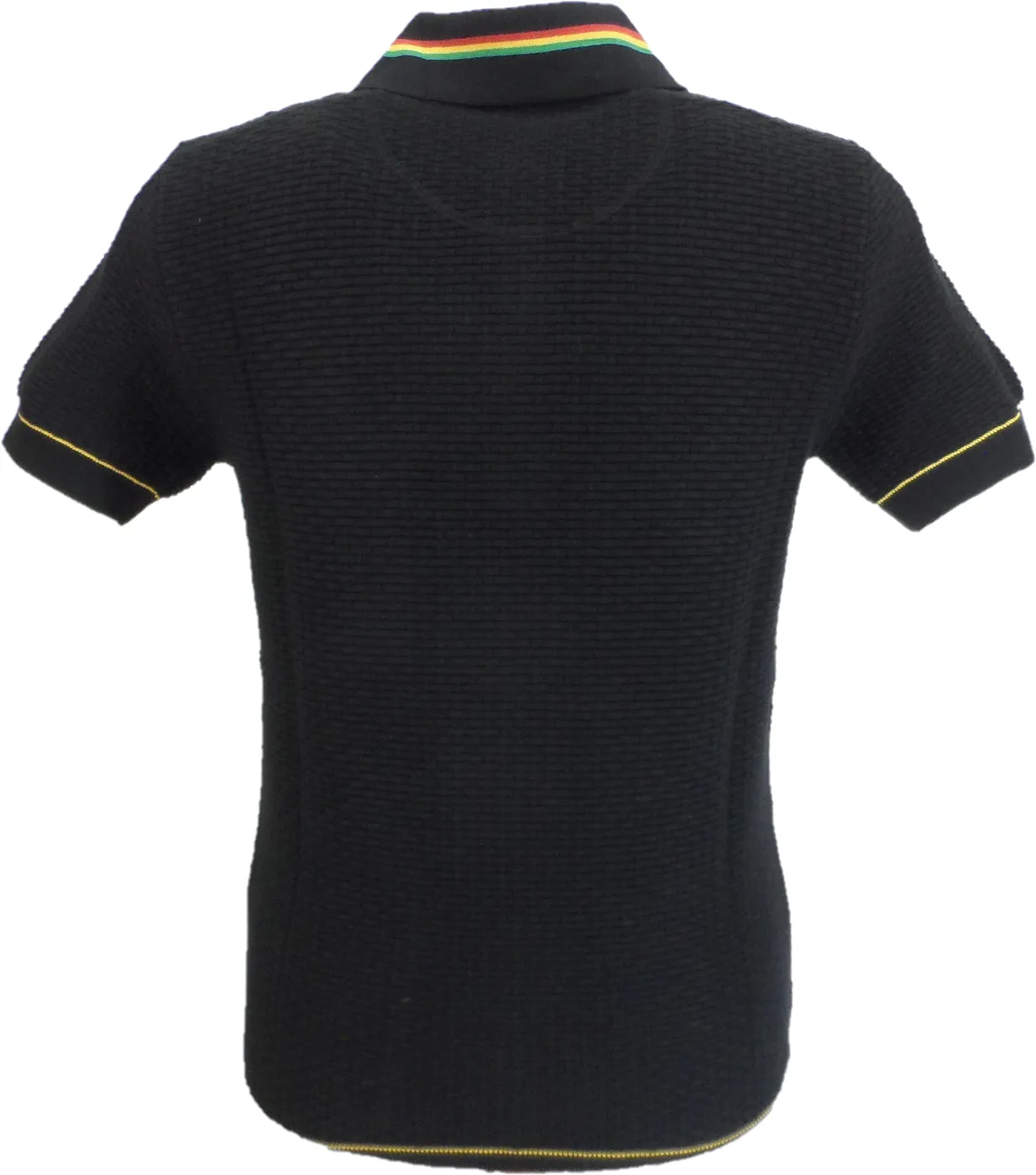 Trojan Mens Black Zip Basket Weave Zipped Knitted Polo Shirt