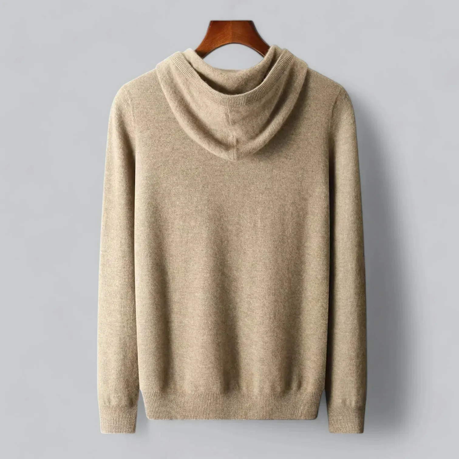Warm Men's Wool Hoodie with Classic Fit and Clean Design