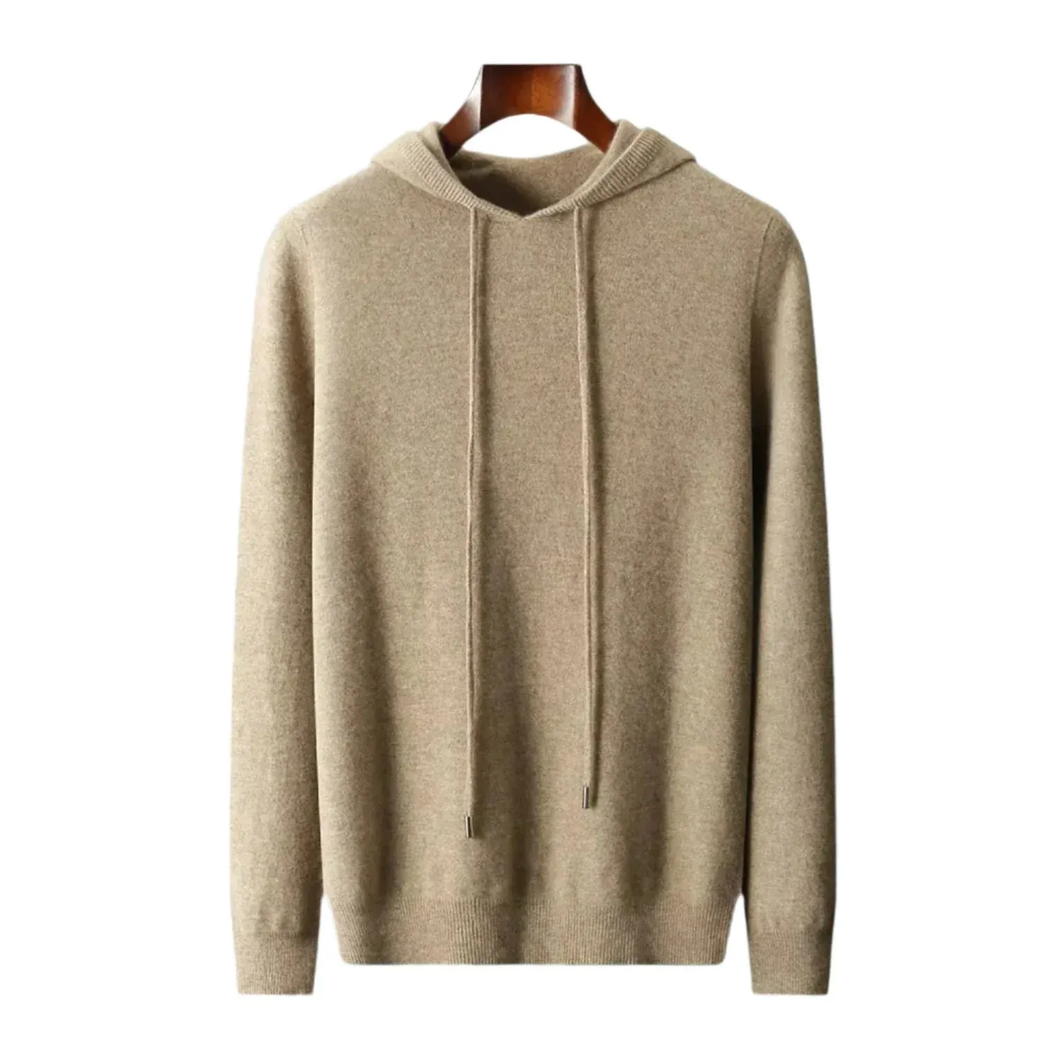 Warm Men's Wool Hoodie with Classic Fit and Clean Design