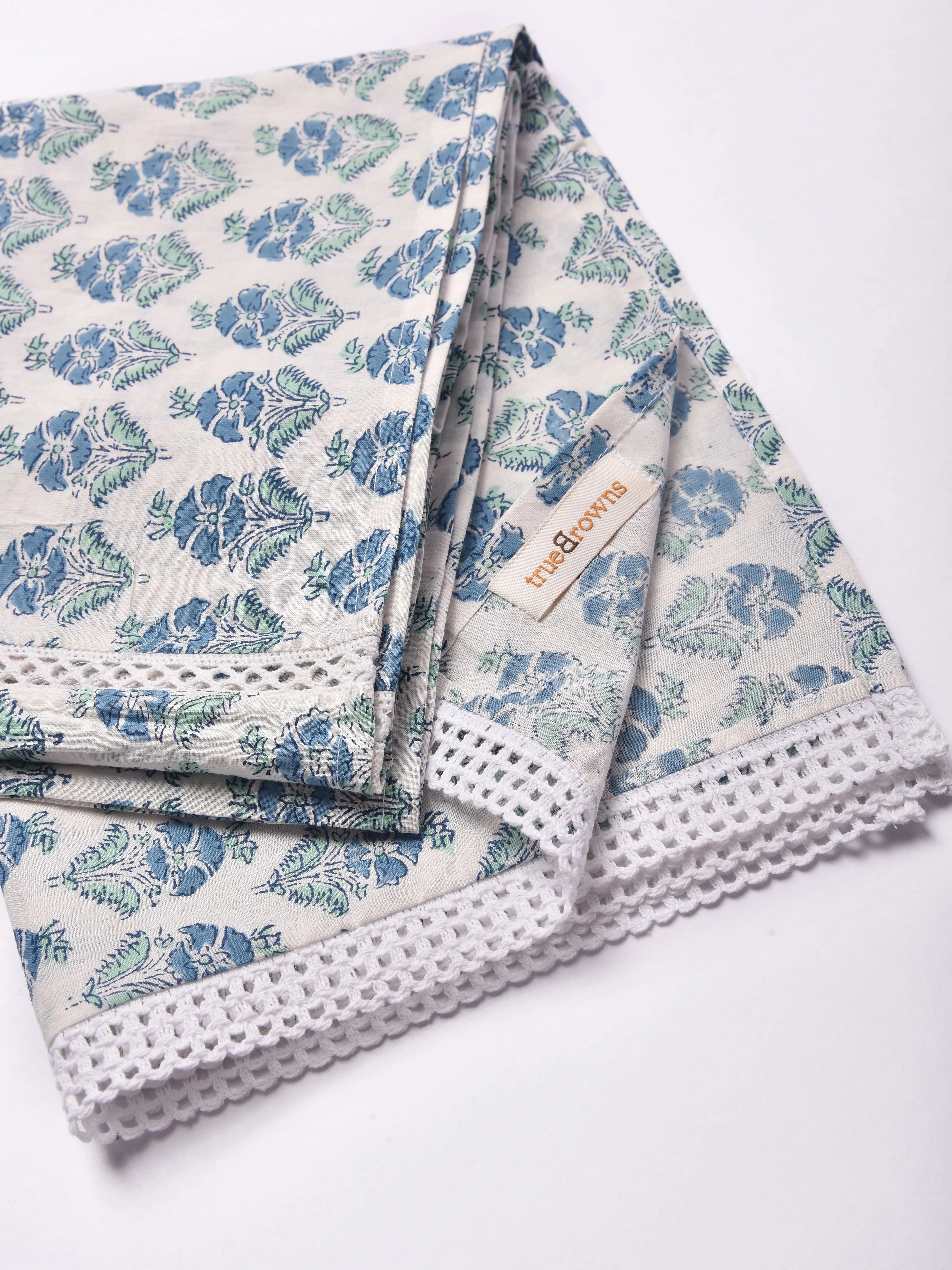 White With Blue Print Cotton Stole